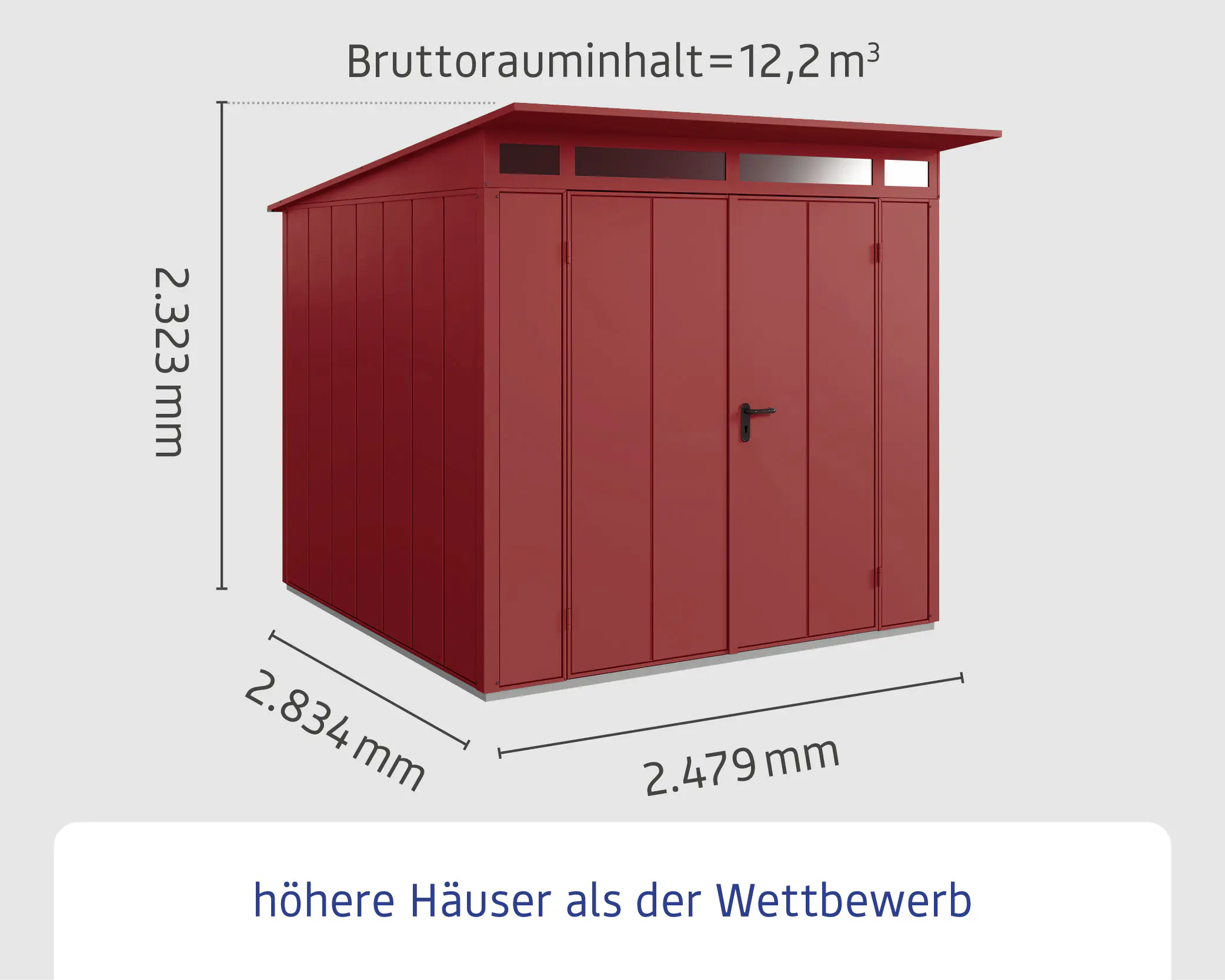 EcoStar Gerätehaus Elegant-P Typ 2 purpurrot 247,9 x 283,4 x 232,3 cm