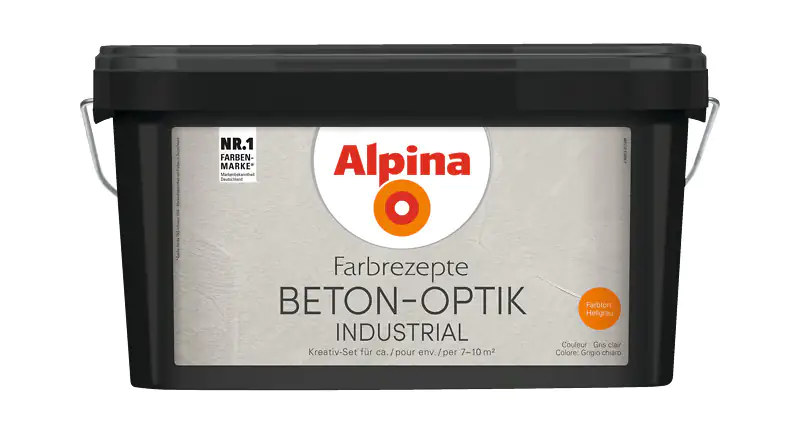 4001244794515 Alpina Innenfarbe Beton-Optik 3 L Basis und 1 L Finish, Hellgrau matt