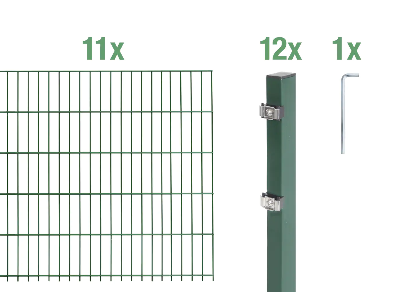 Alberts Doppelstabmatten-Grundset 22 m 200 x 140 cm 6/5/6 grün