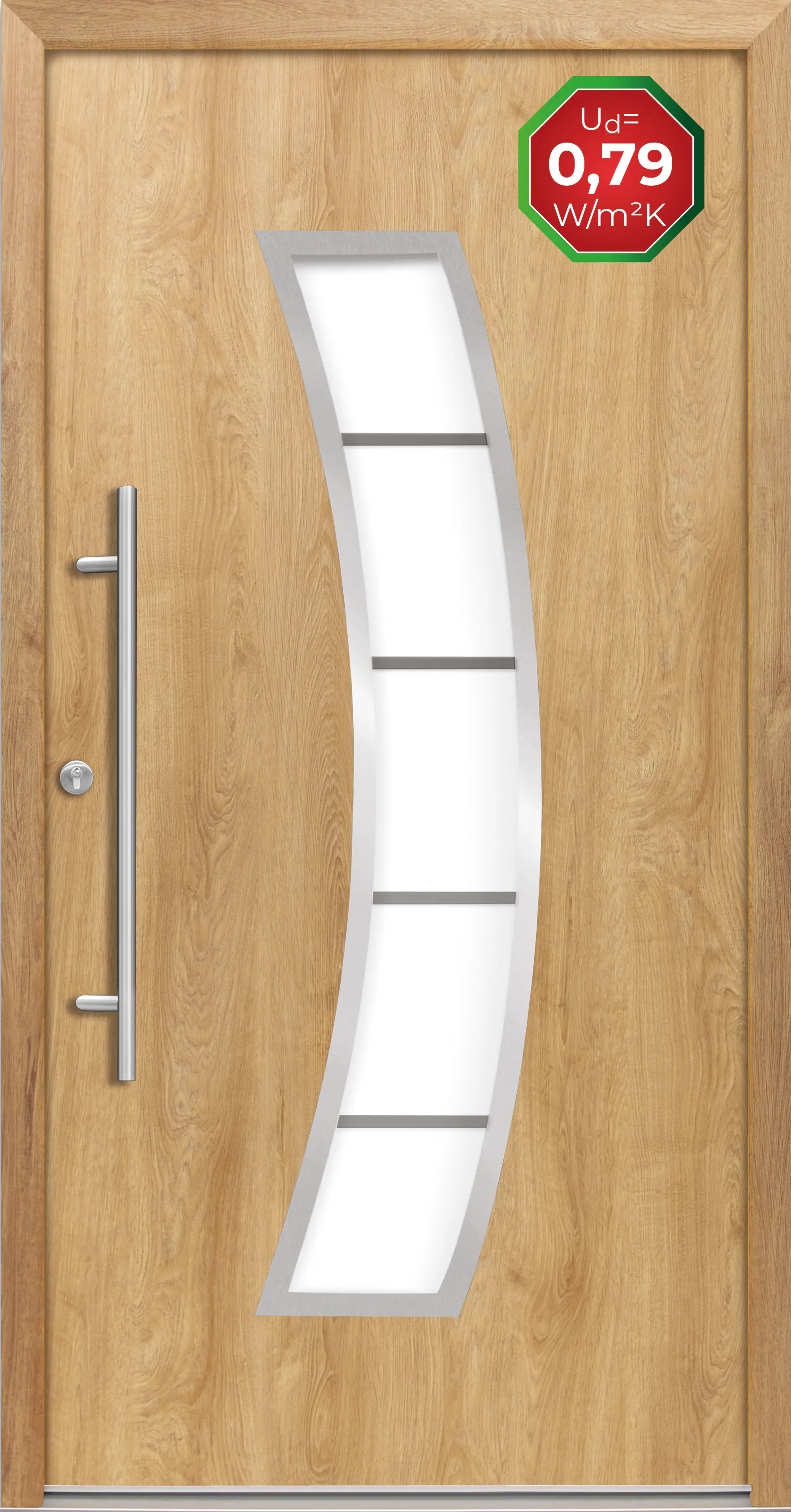 Splendoor Haustür Passivedoor Premium P14 Eiche Natur DIN Links 100 x 210 cm