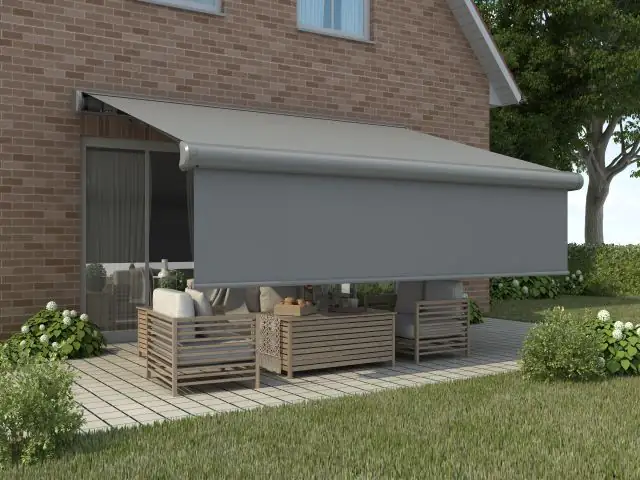 Primaster Kassetten-Markise 4 x 3 m elektrisch mit Volant grau Primaster Kassetten-Markise 4 x 3 m elektrisch mit Volant grau