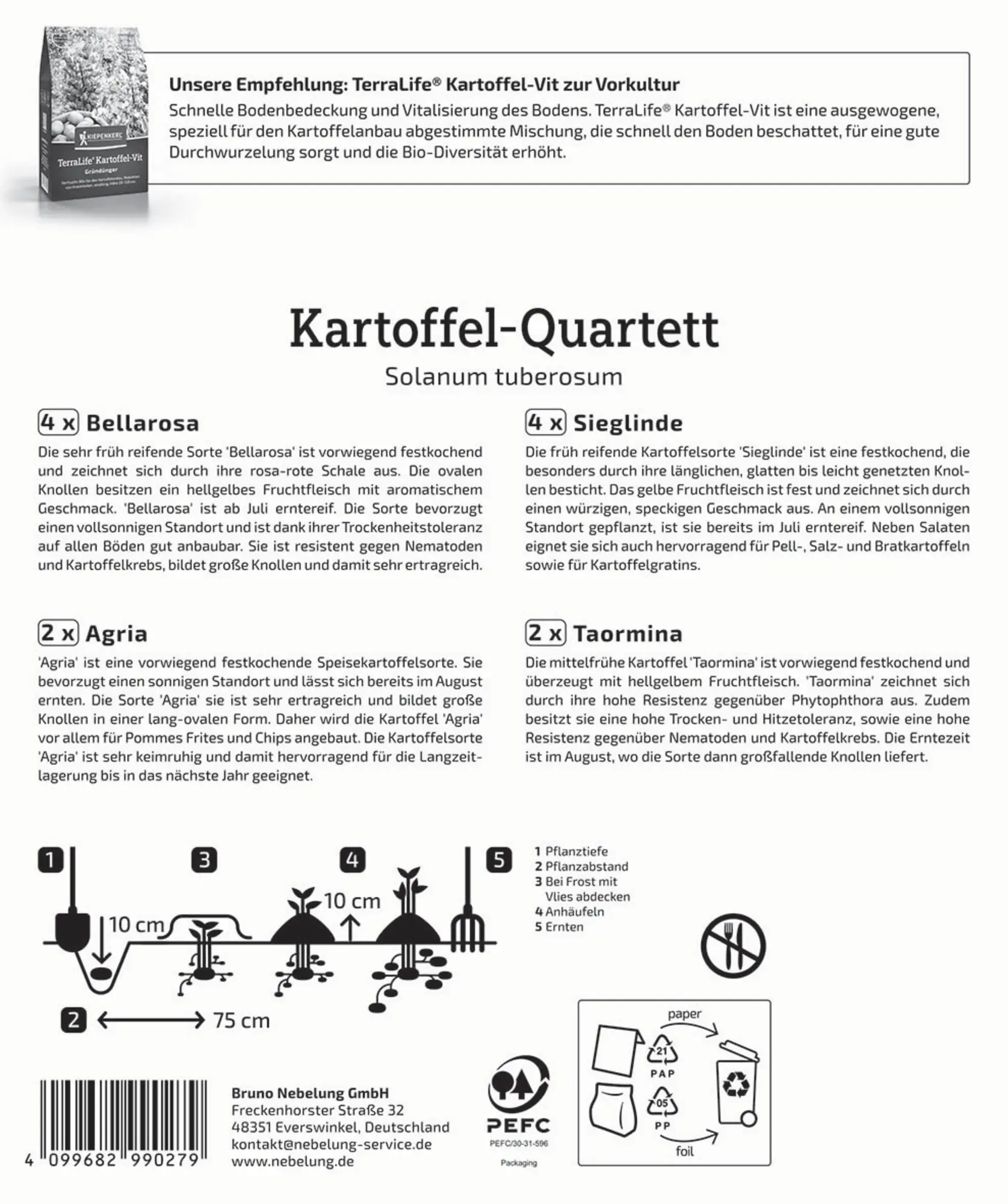 Kiepenkerl Pflanzkartoffel Quartett Mischungstüte  Erntezeit 12 Stück