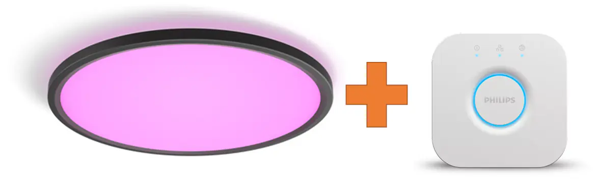 Philips Hue LED Deckenleuchte Tento + Bridge rund schwarz 43 x 3 cm RGB