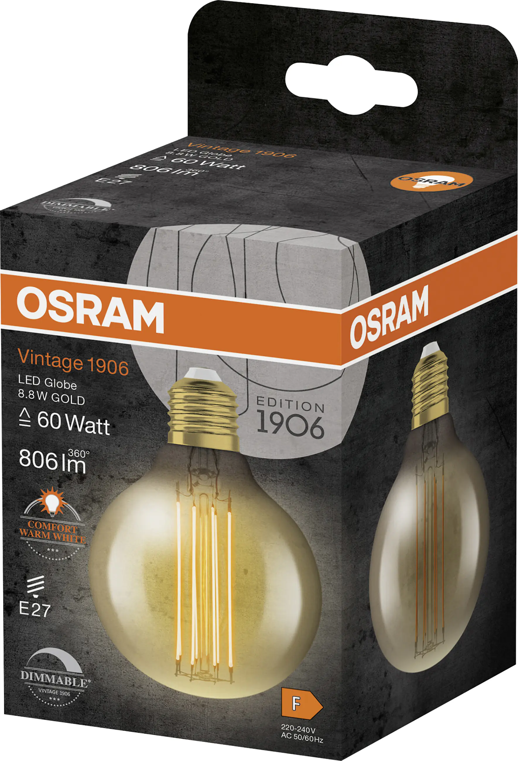 Osram LED Leuchtmittel Globe 80 E27 8,8 W warmweiß amber