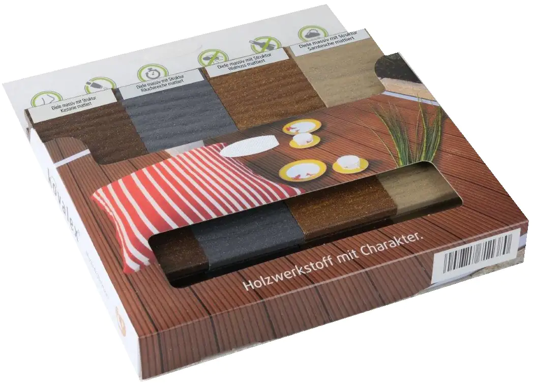 Kovalex Musterbox zu Terrassendielen WPC 14,5 x 2,0 cm mattiert 4 Stück