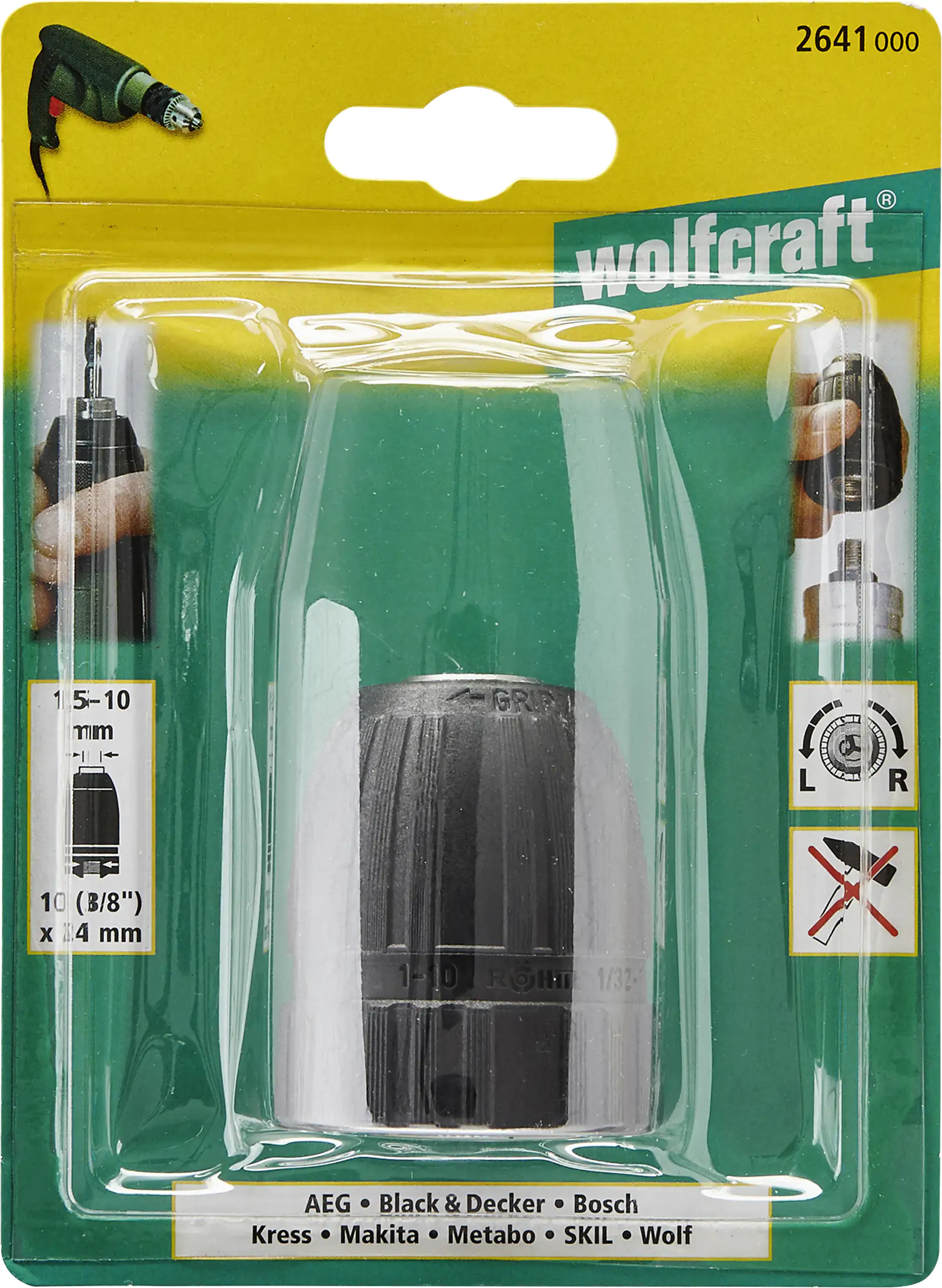 Wolfcraft Schnellbohrfutter LC 1,5-10 mm 3/8" x 24 mm Innengewinde