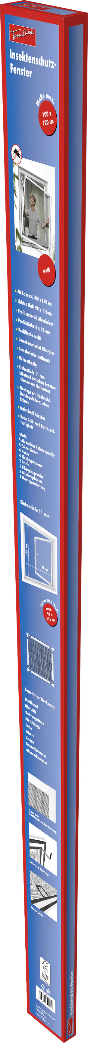 TrendLine Fliegenschutz-Fenster 100 x 120 cm weiß/anthrazit kürzbar TrendLine Fliegenschutz-Fenster 100 x 120 cm weiß/anthrazit kürzbar