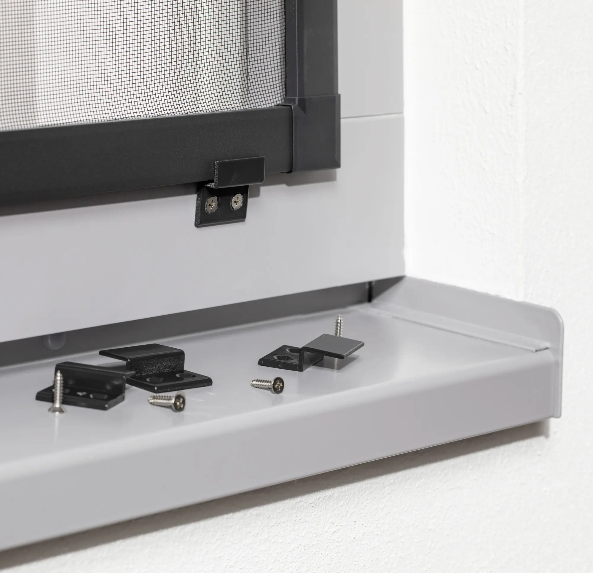 Primaster Einhängewinkel-Set für Fliegenschutzfenster anthrazit - 4 Stück