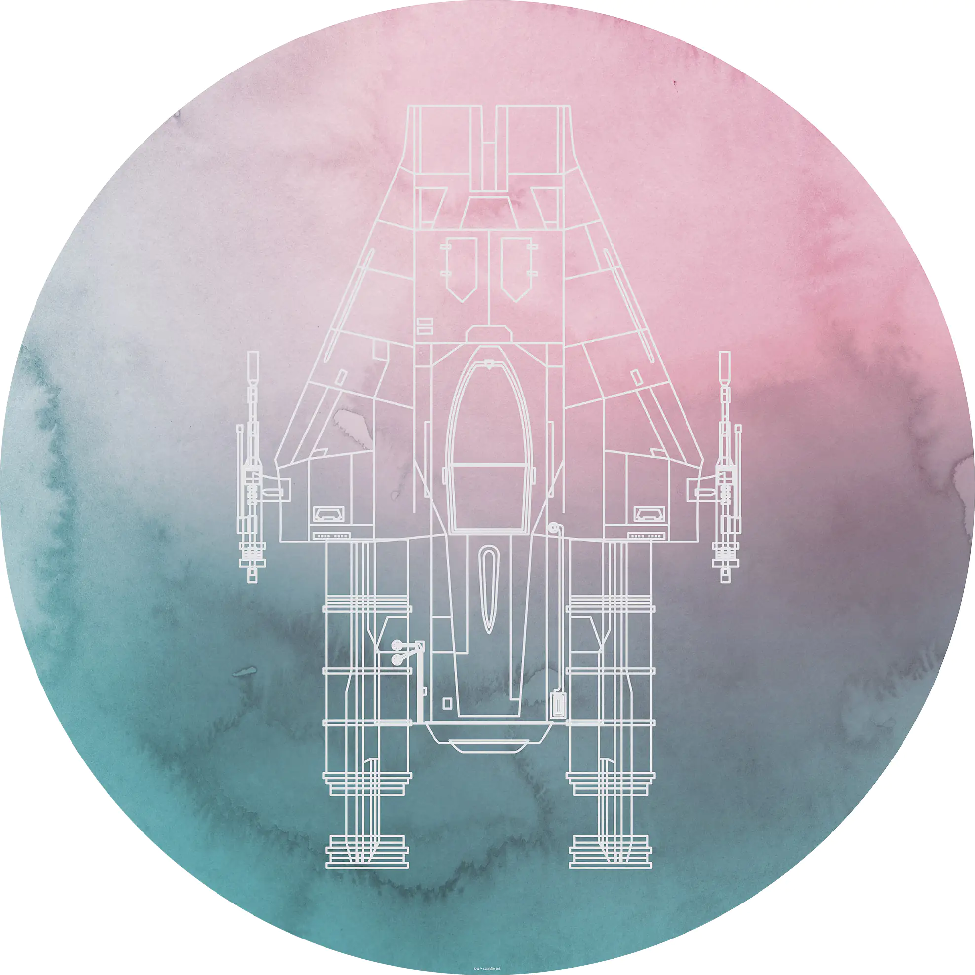 Komar Vlies Fototapete Dot Star Wars A-Wing Ø 128 cm, selbstklebend