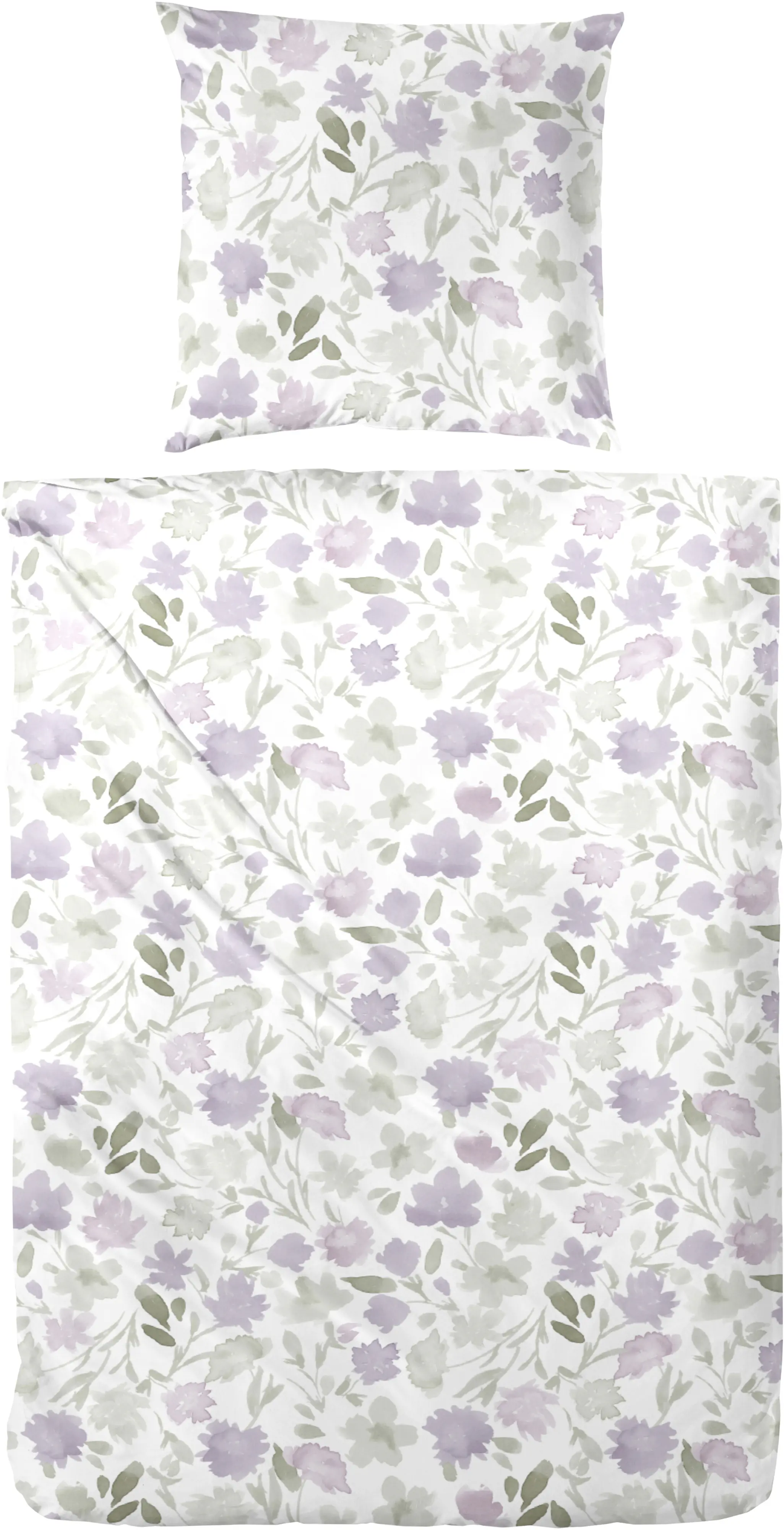 Perkal Bettwäsche gestreift 135 x 200 cm lila/grün