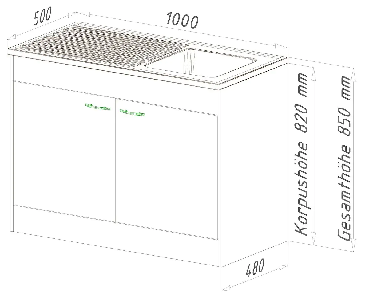 Respekta Komplettspüle mit Drehtür 100 x 50 cm
