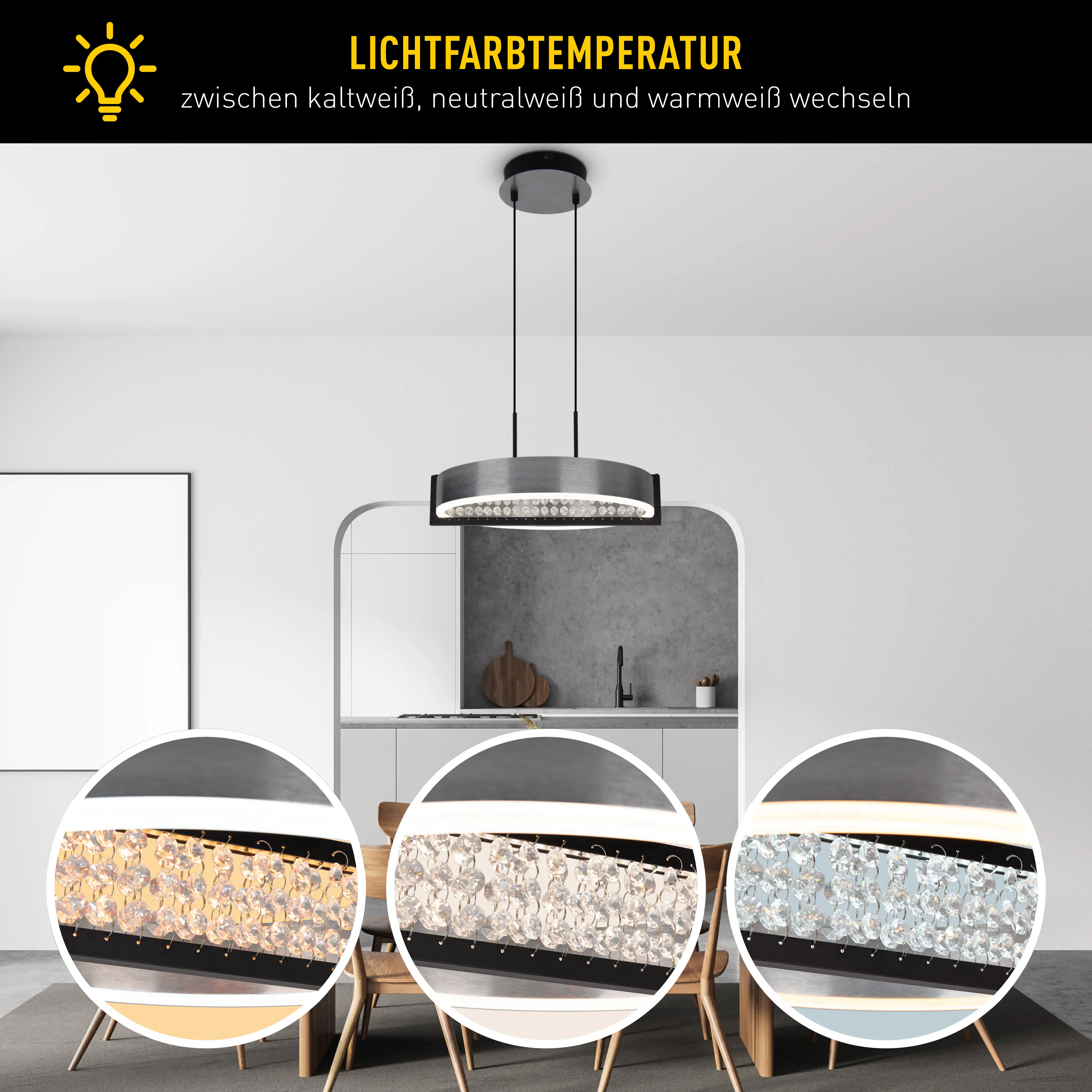 Light & More LED Pendelleuchte Steel 30 W Aluminium warmweiß-kaltweiß