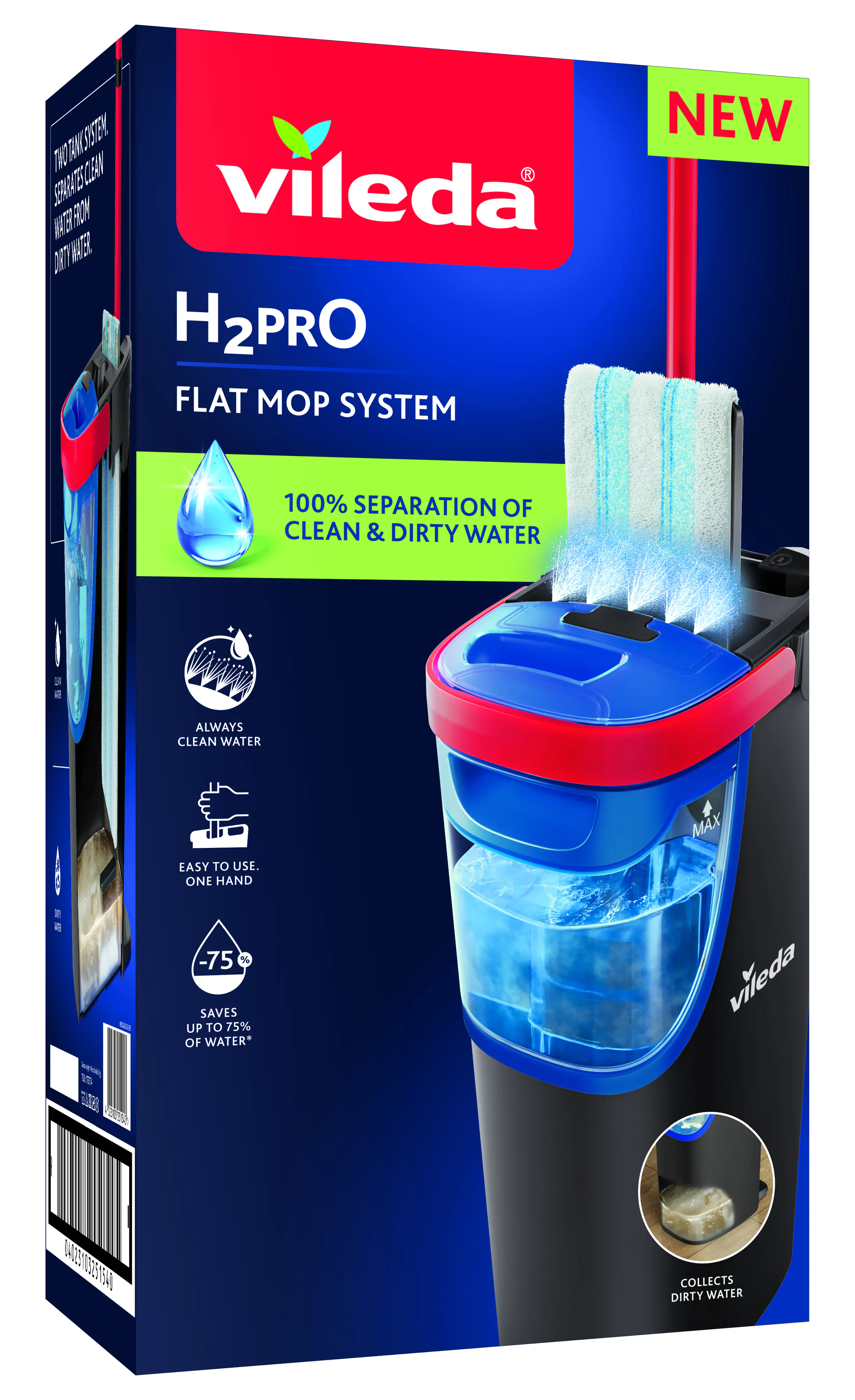 Vileda Bodenwischer Reinigungsset H2PRO Flat Mop Vileda Bodenwischer Reinigungsset H2PRO Flat Mop