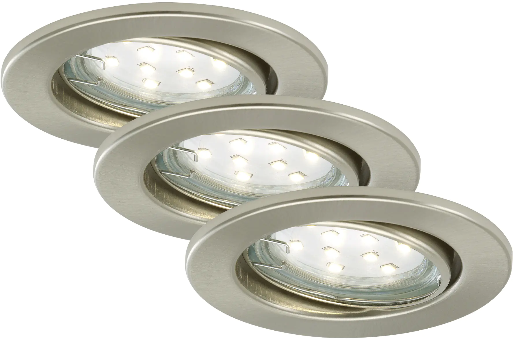Briloner LED-Einbauleuchten GU10 Set 3 flg 3 x 3W, 250lm nickel-matt
