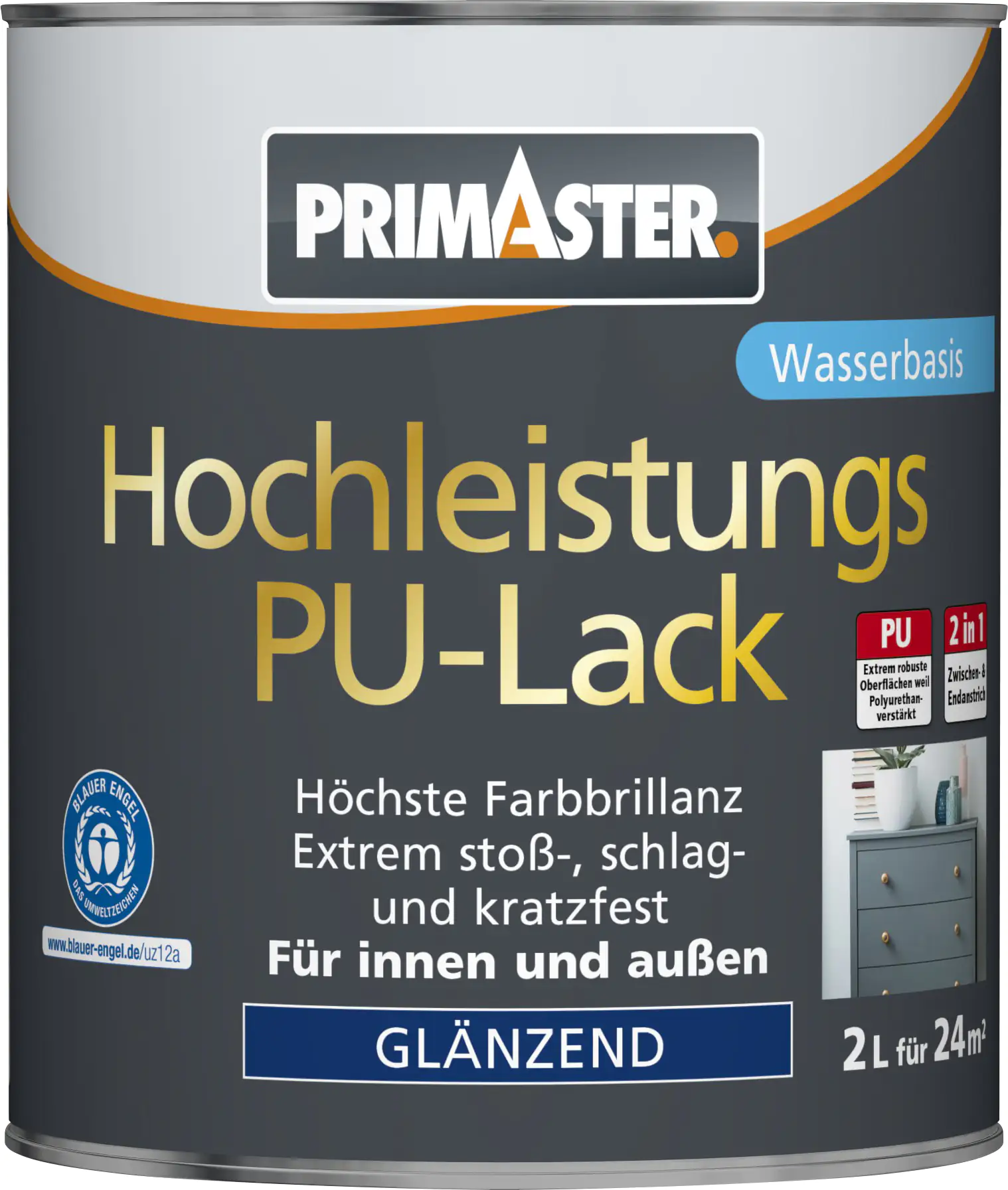 Primaster Hochleistungs-PU-Lack RAL 9001 2 L 2in1 cremeweiß glänzend Primaster Hochleistungs-PU-Lack RAL 9001 2 L 2in1 cremeweiß glänzend