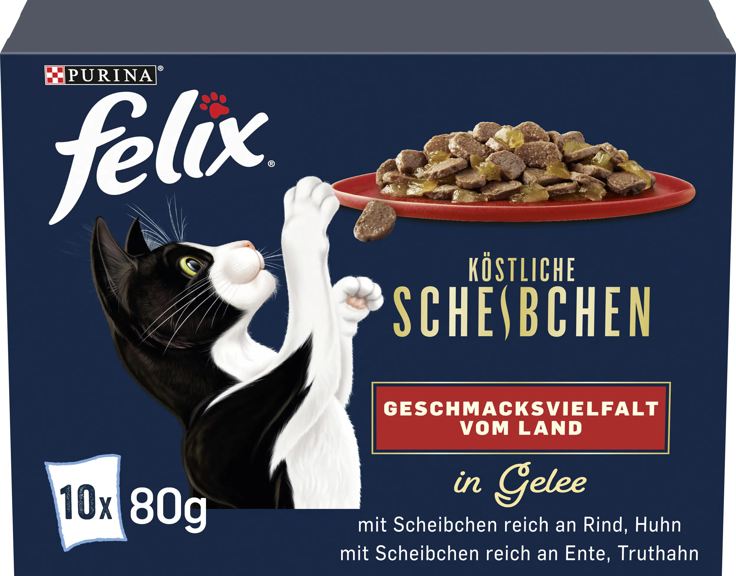 Felix Köstliche Scheibchen Katzennassfutter 10 x 80 g Geschmacksvielfalt vom Land