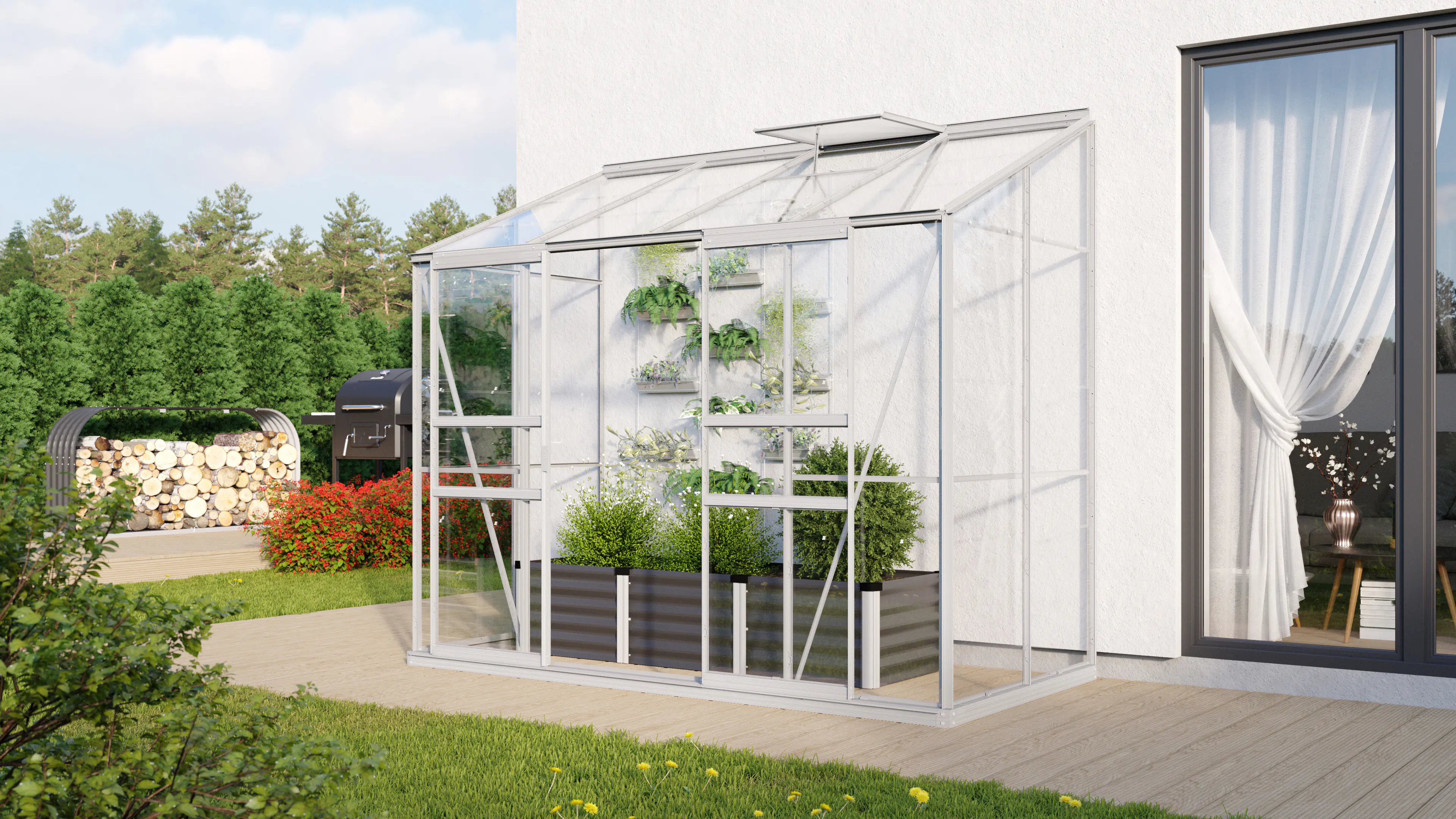 Vitavia Anlehngewächshaus Styx 3300 128 x 254 cm 3 mm Sicherheitsglas Vitavia Anlehngewächshaus Styx 3300 128 x 254 cm 3 mm Sicherheitsglas