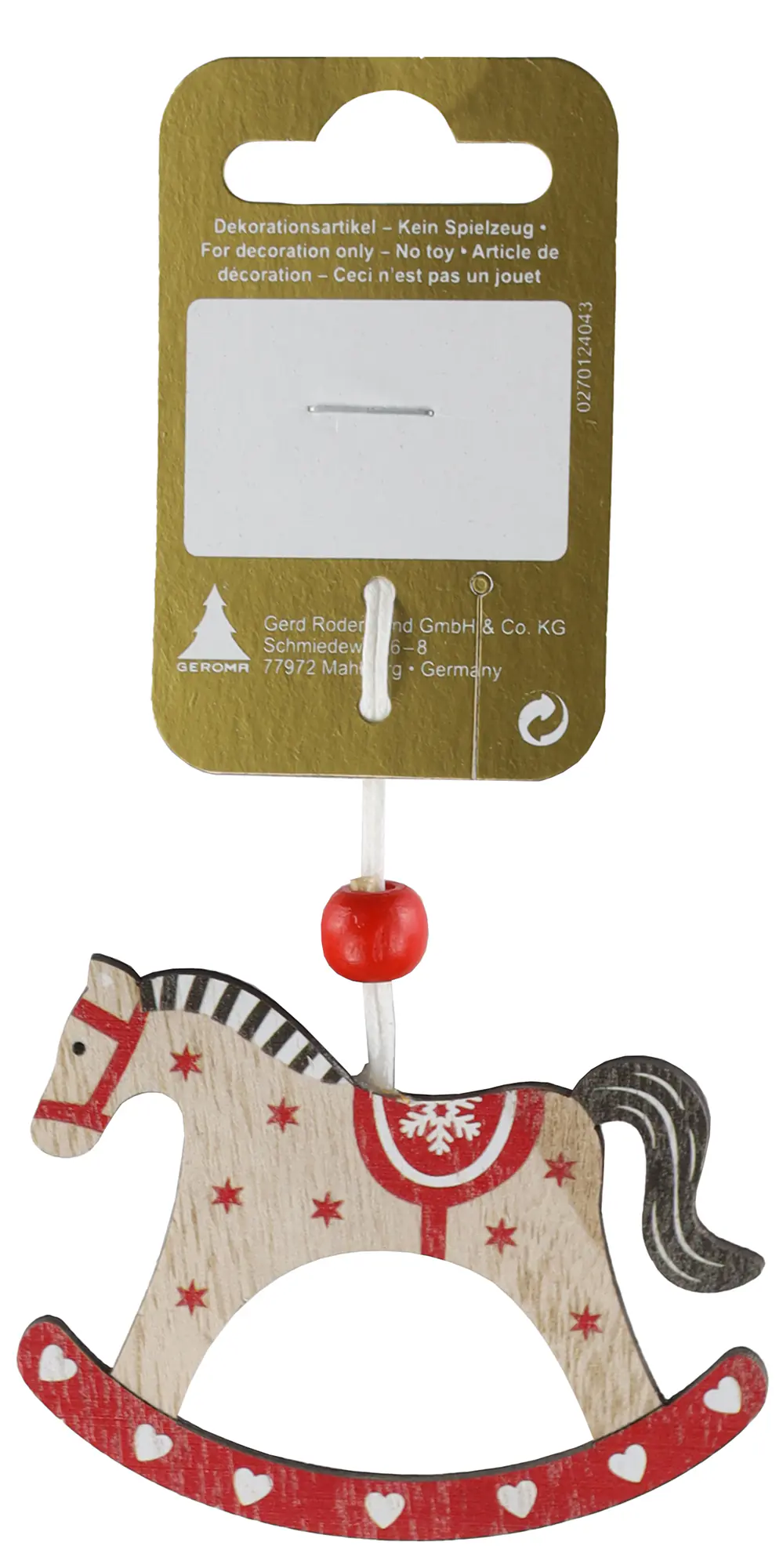 Holzhänger Schaukelpferd 7 x 5 cm natur rot weiß 1 Stück