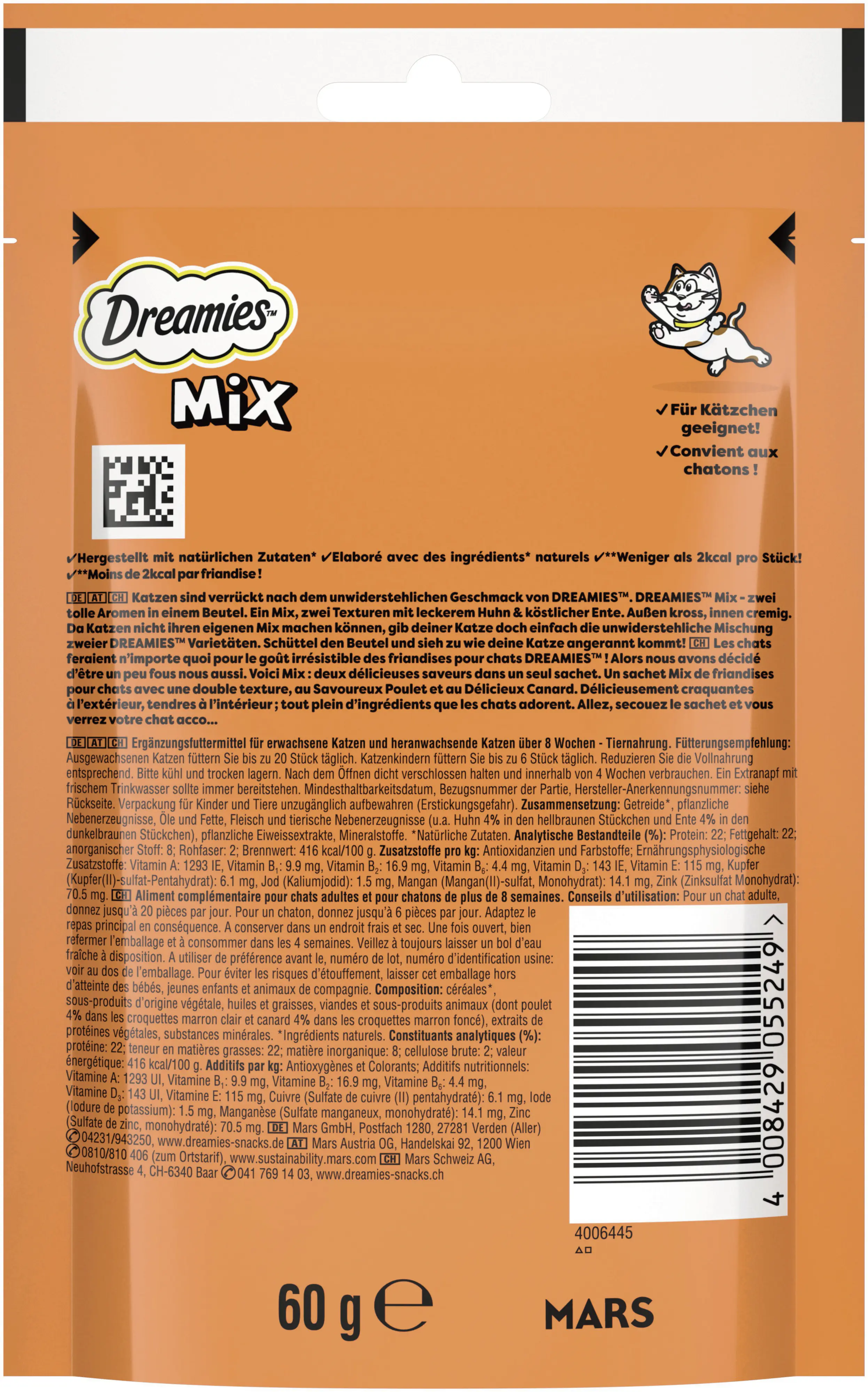 Dreamies Katzensnacks Huhn und Ente 60 g