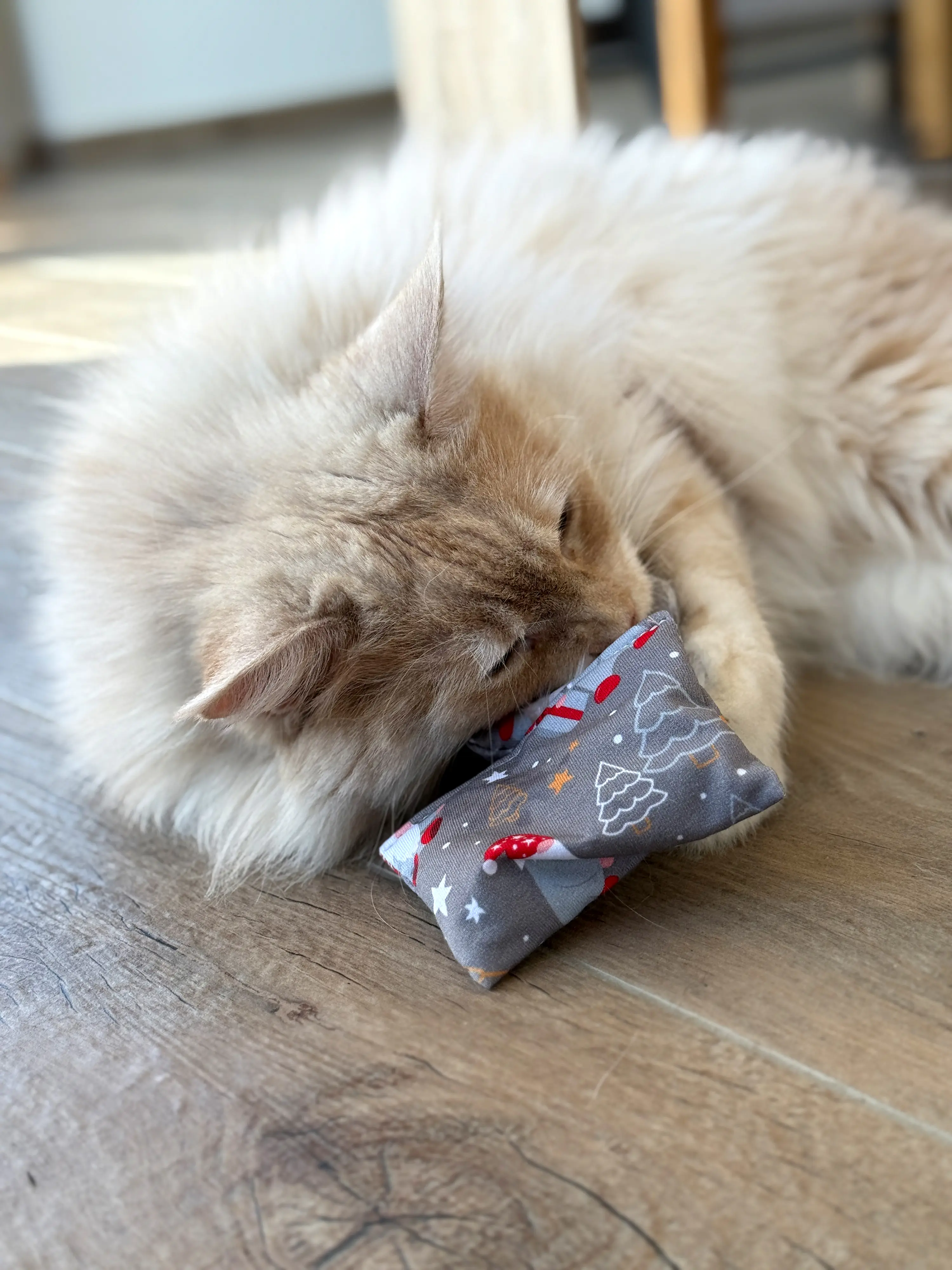 Aumüller Katzenspielzeug Weihnachten Kissen 10 cm grau rot - 2 Stk. Aumüller Katzenspielzeug Weihnachten Kissen 10 cm grau rot - 2 Stk.