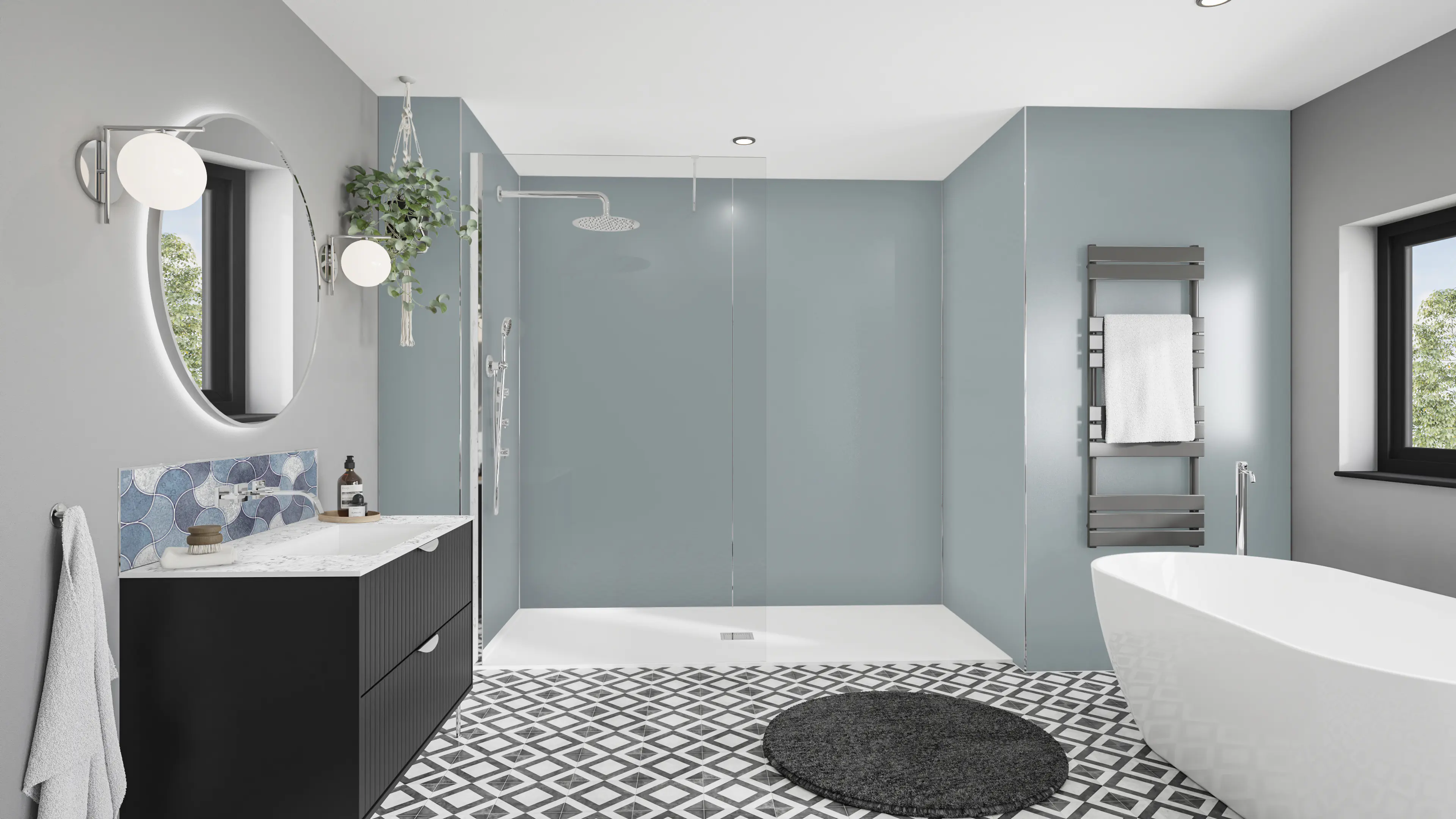 Wetwall Alloy Wandpaneel  Glacier White/Neptune Blue 90 x 244 cm 