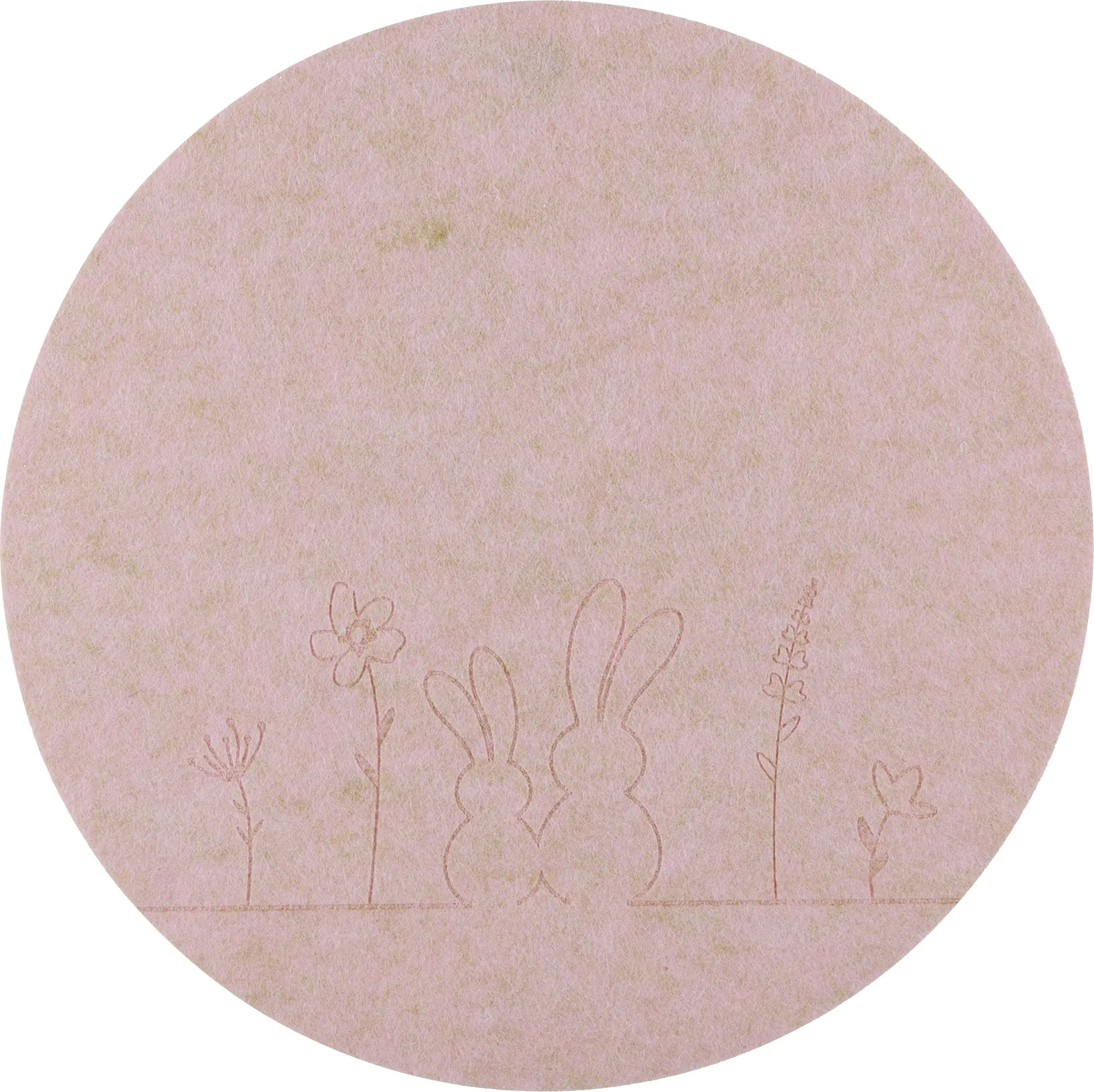 Deko-Untersetzer Tisch Hasenmotiv aus Filz Ø 33 cm rosa 1 Stk.