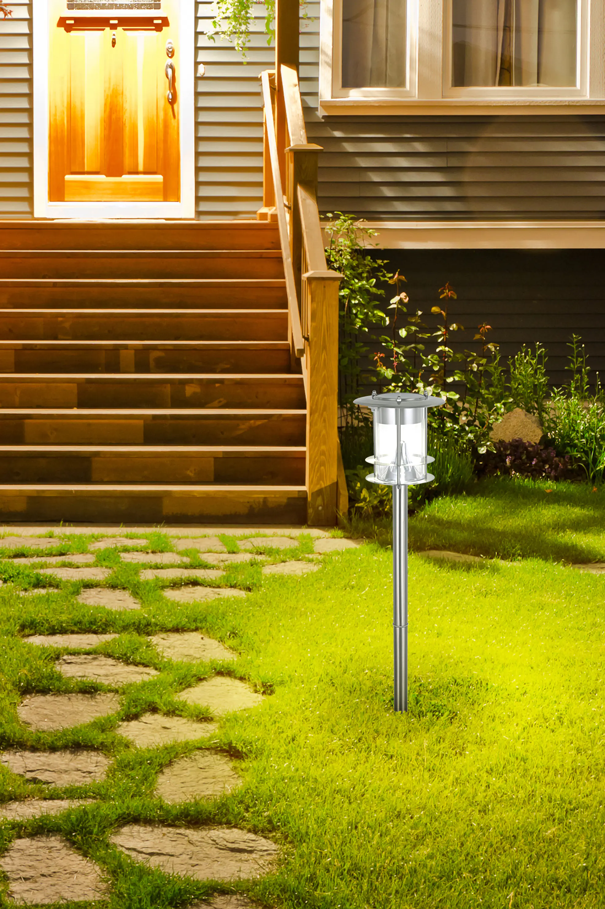 Dapo LED Solar Stehleuchte Dallas mit Erdspieß kaltweiß