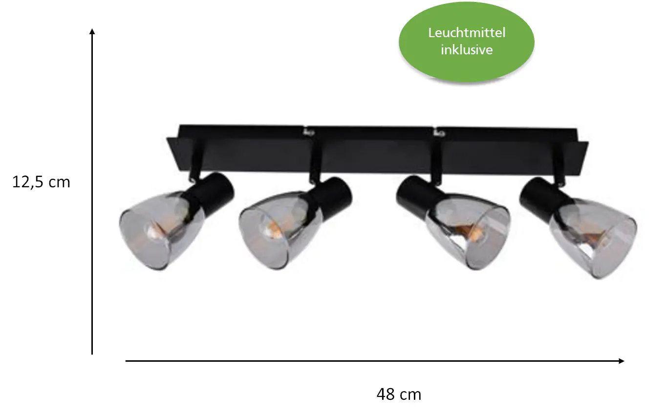Primaster Deckenstrahler 4er LED Spot Miami E14 48 x 12,5 cm schwarz Primaster Deckenstrahler 4er LED Spot Miami E14 48 x 12,5 cm schwarz