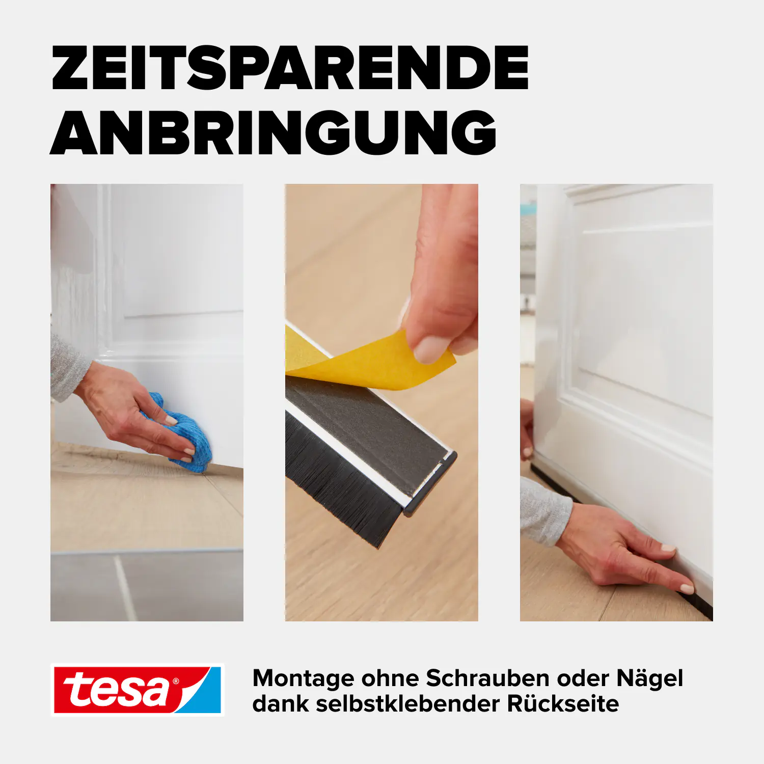 tesa Moll Türdichtschiene Comfort Alu, für unebene Böden, für Spalten bis 15 mm