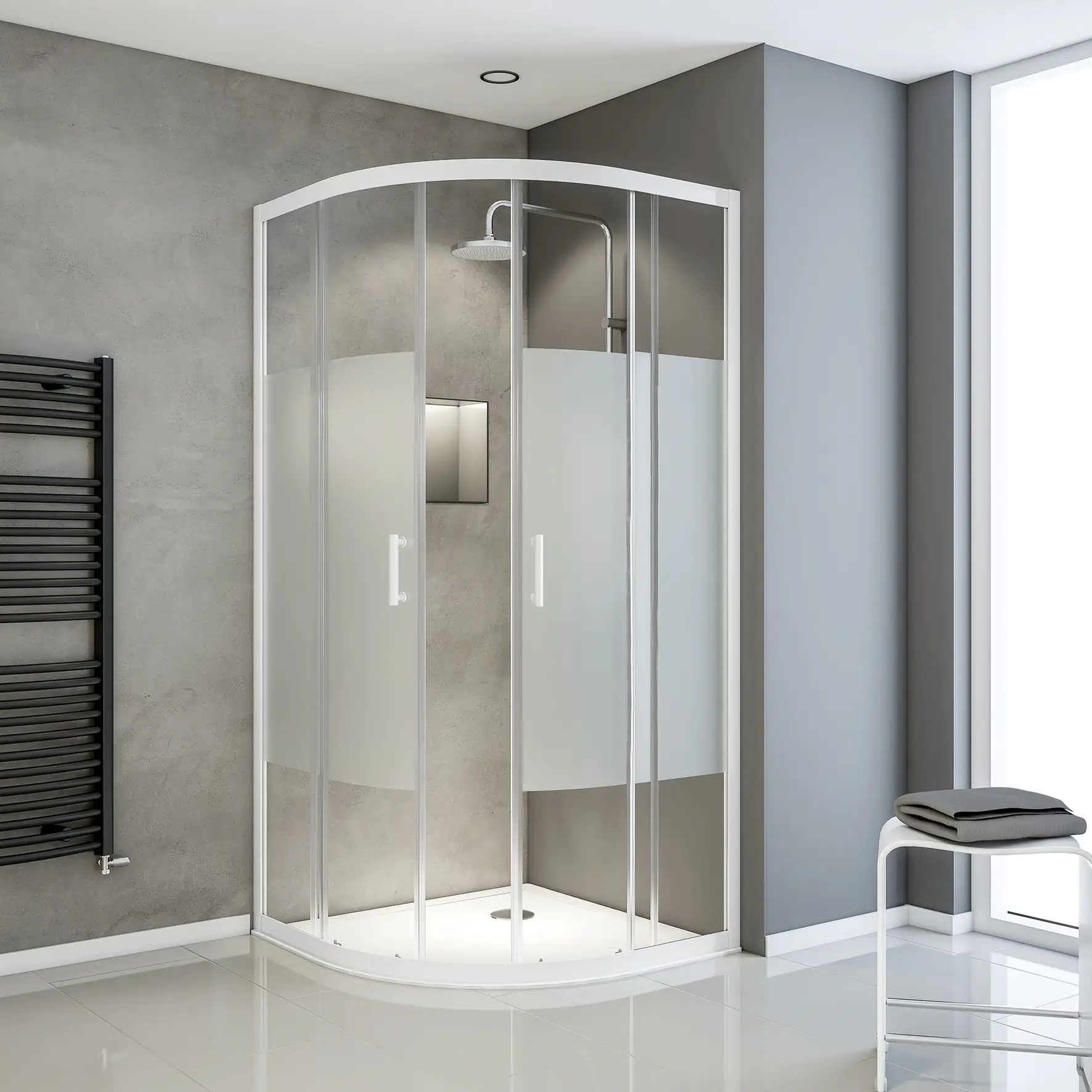 Schulte Runddusche Sunny 90 x 90 x 190 cm, Radius 55 cm