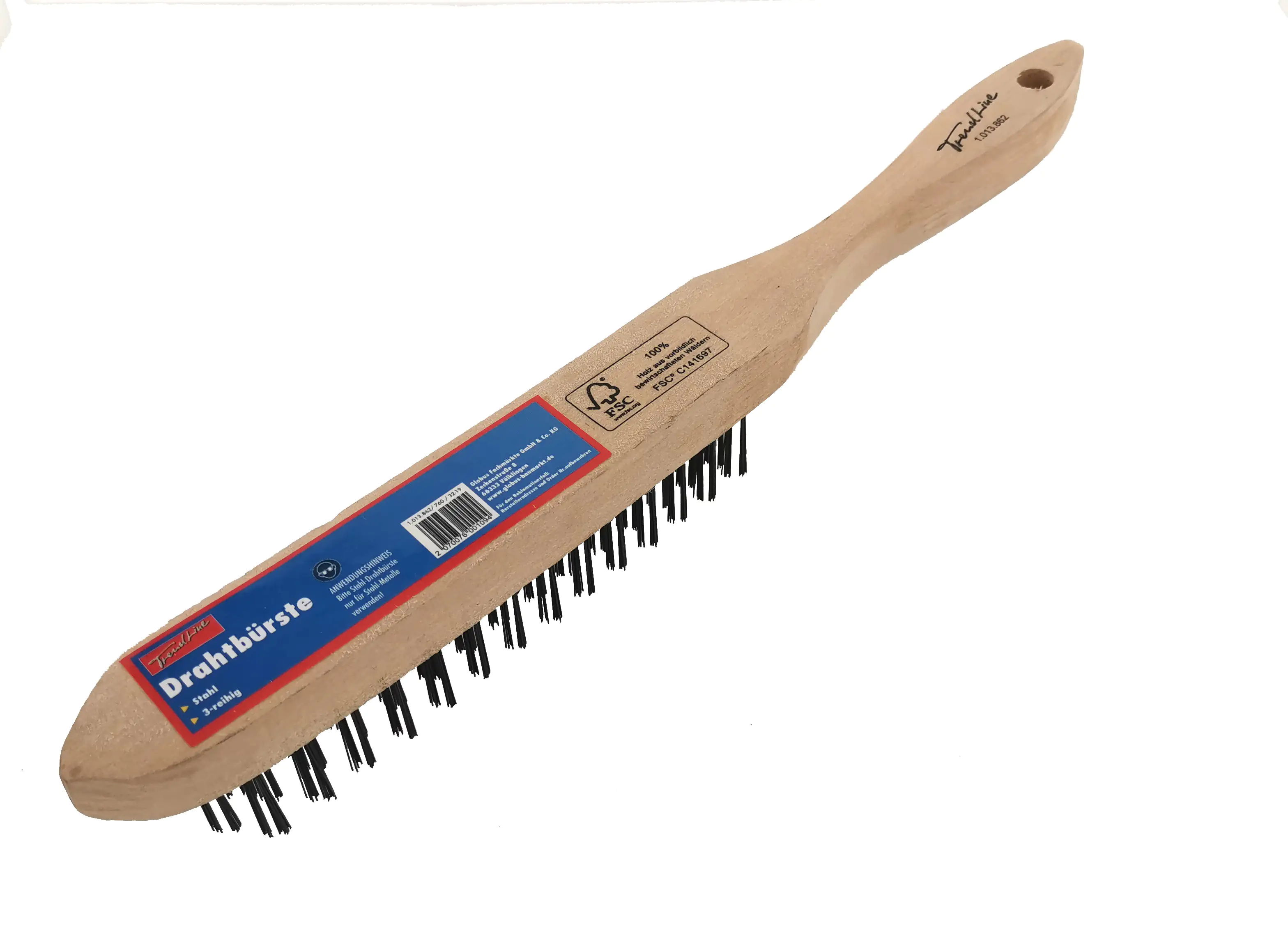 4333692000673 TrendLine Drahtbürste 3-reihig Stahl mit Holzgriff