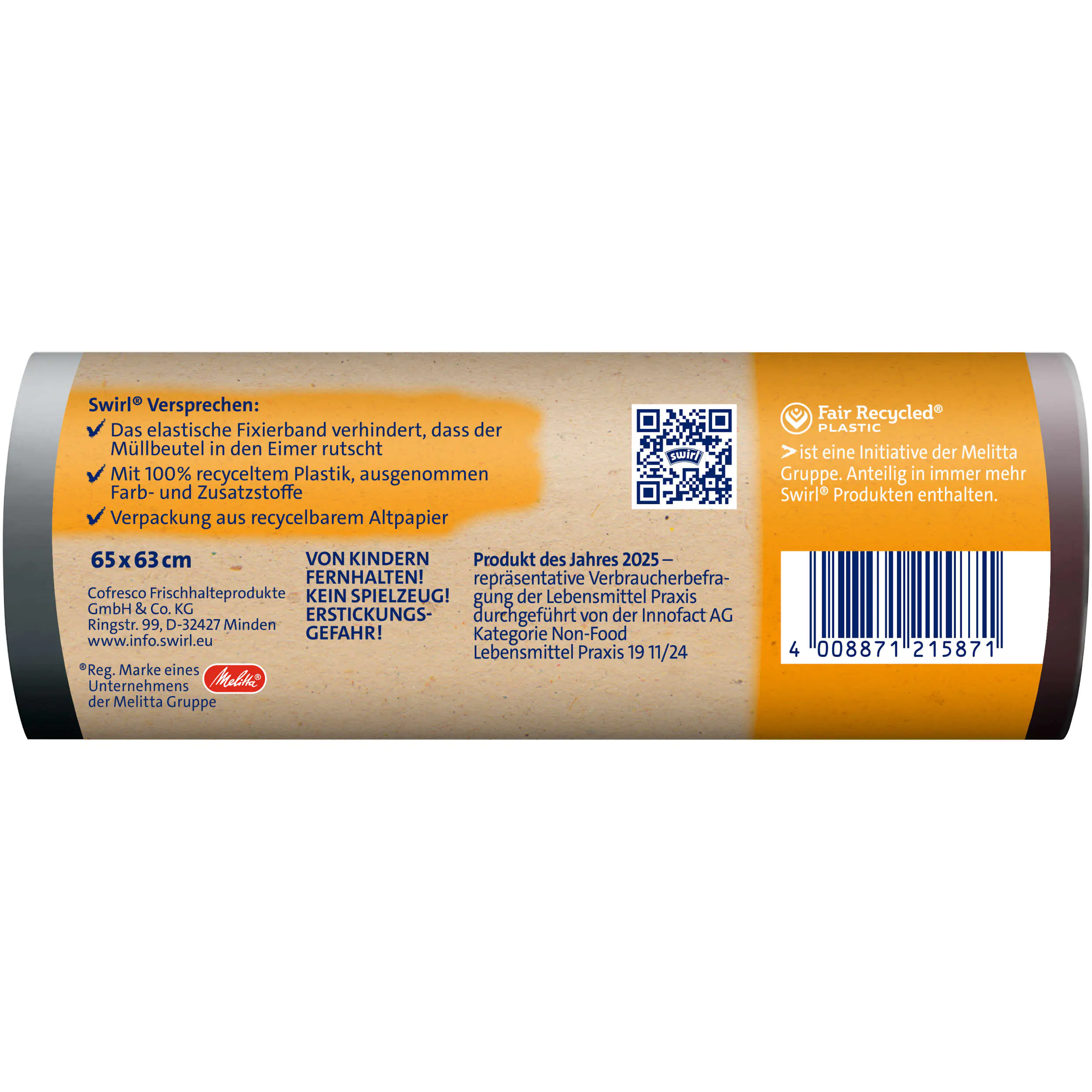 Swirl® Fixierband-Müllbeutel 35 L Reißfest & Dicht