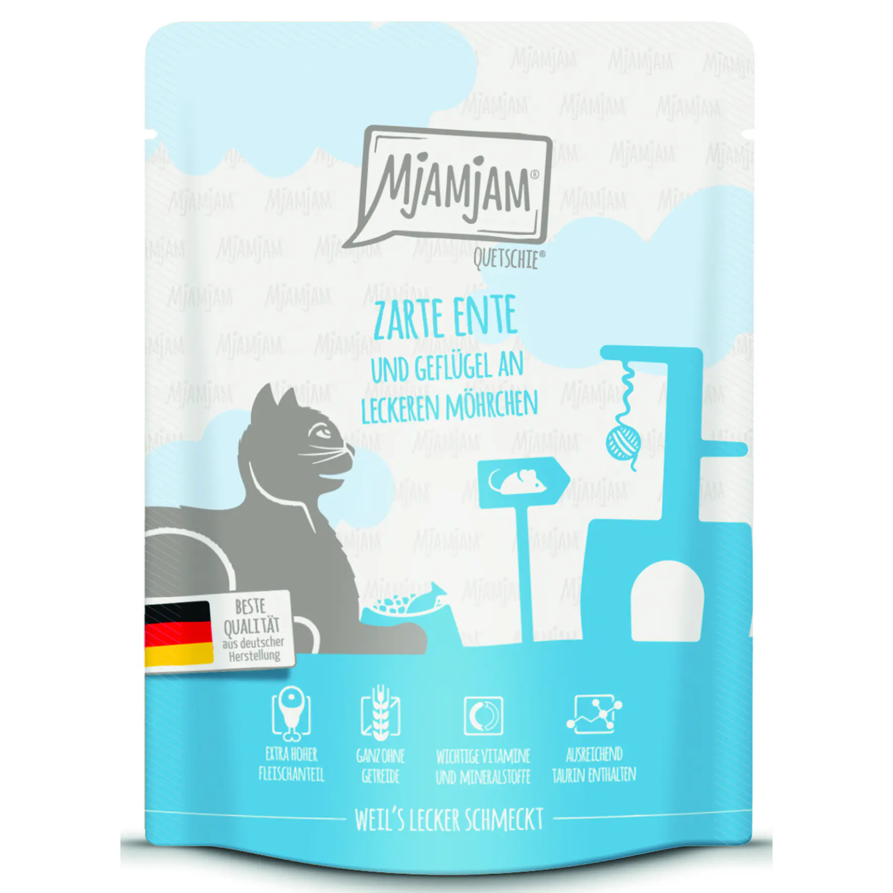 MjAMjAM Adult Ente und Geflügel an Möhrchen Katzenfutter 300g
