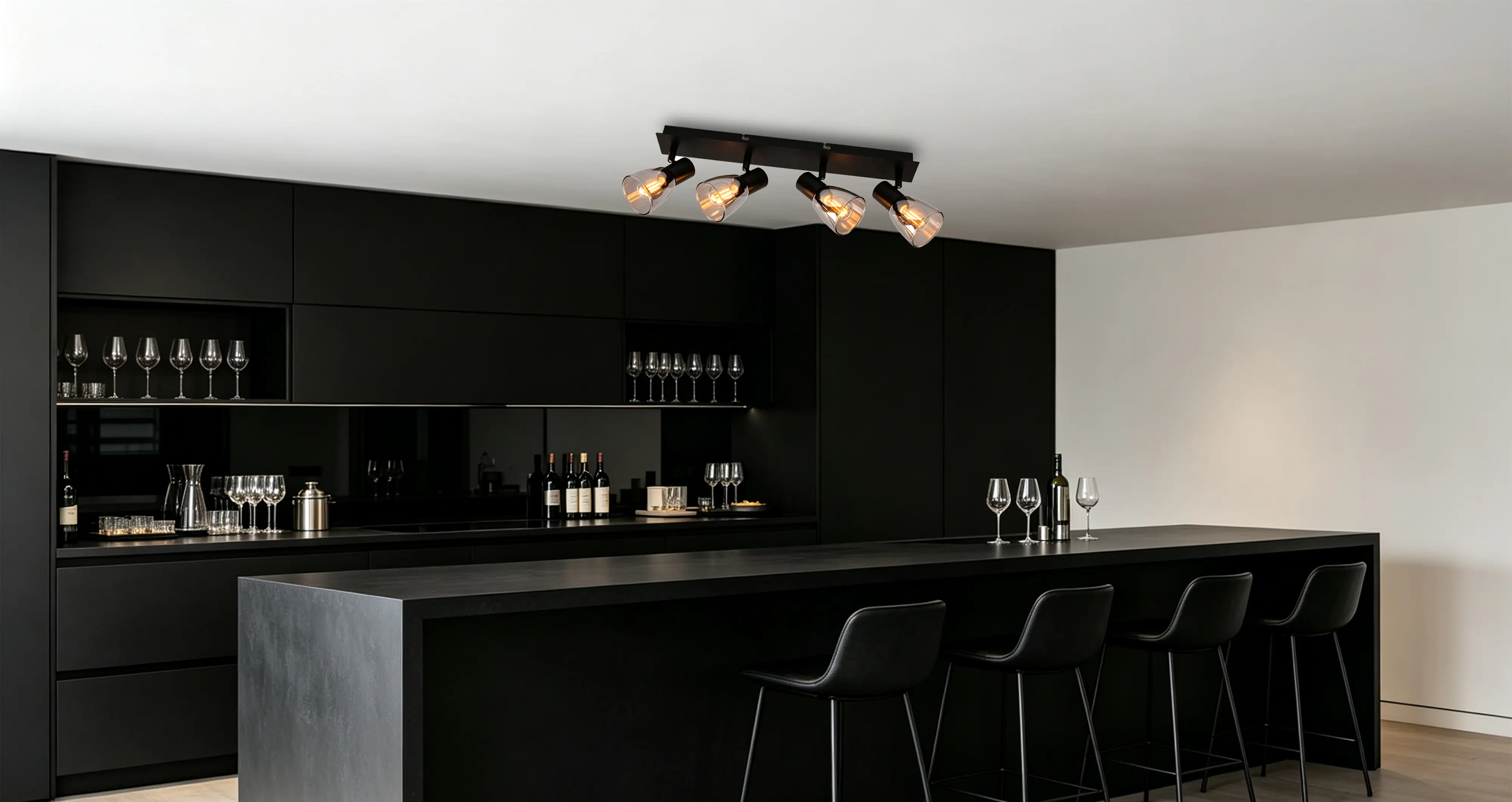 Primaster LED-Deckenlampe 4er Spot Miami E14 48 x 12,5 cm schwarz