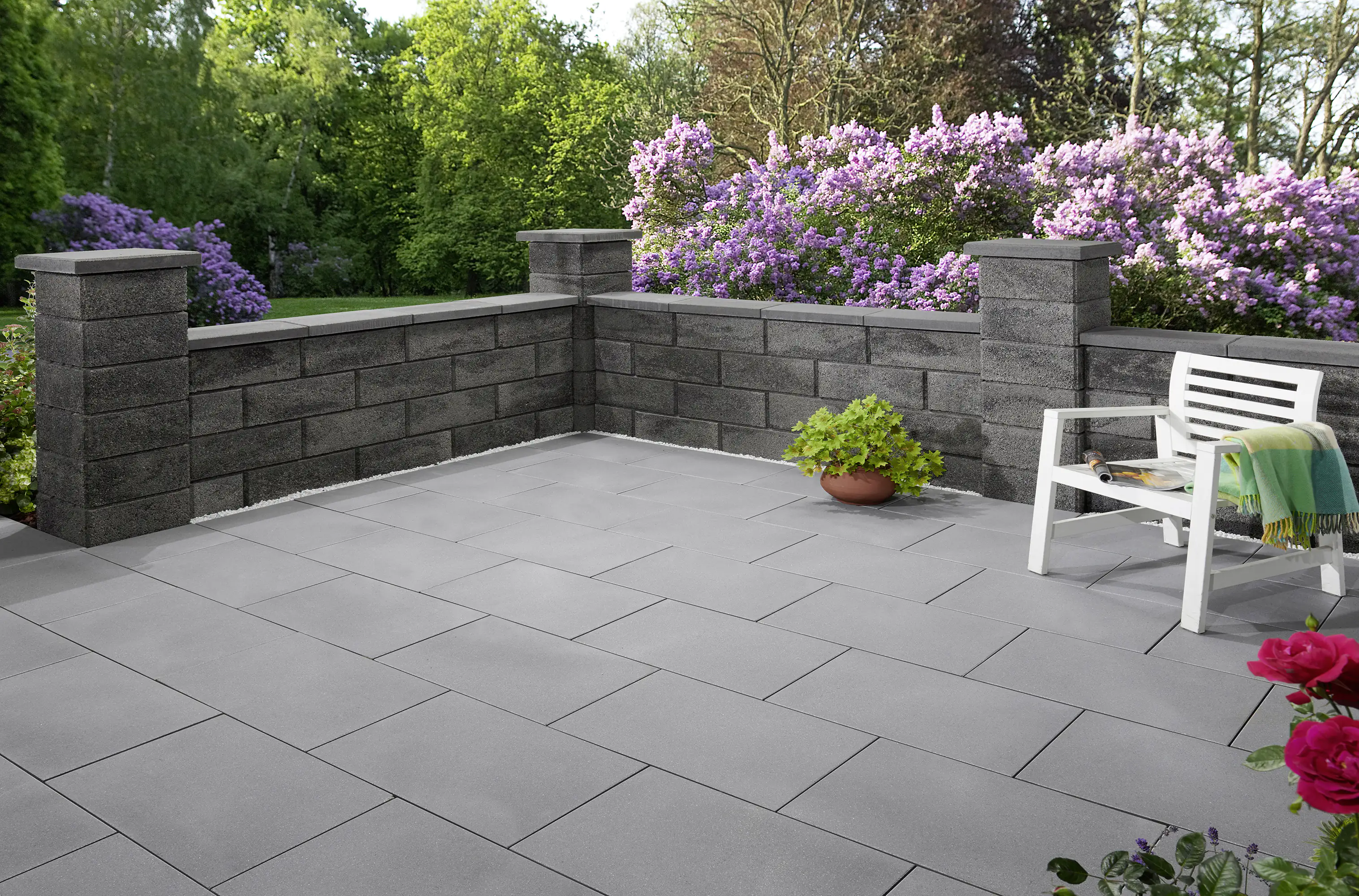 4024991838431_2234305 Primaster Mauerstein Garten 25 x 25 x 20 cm grau anthrazit nuanciert