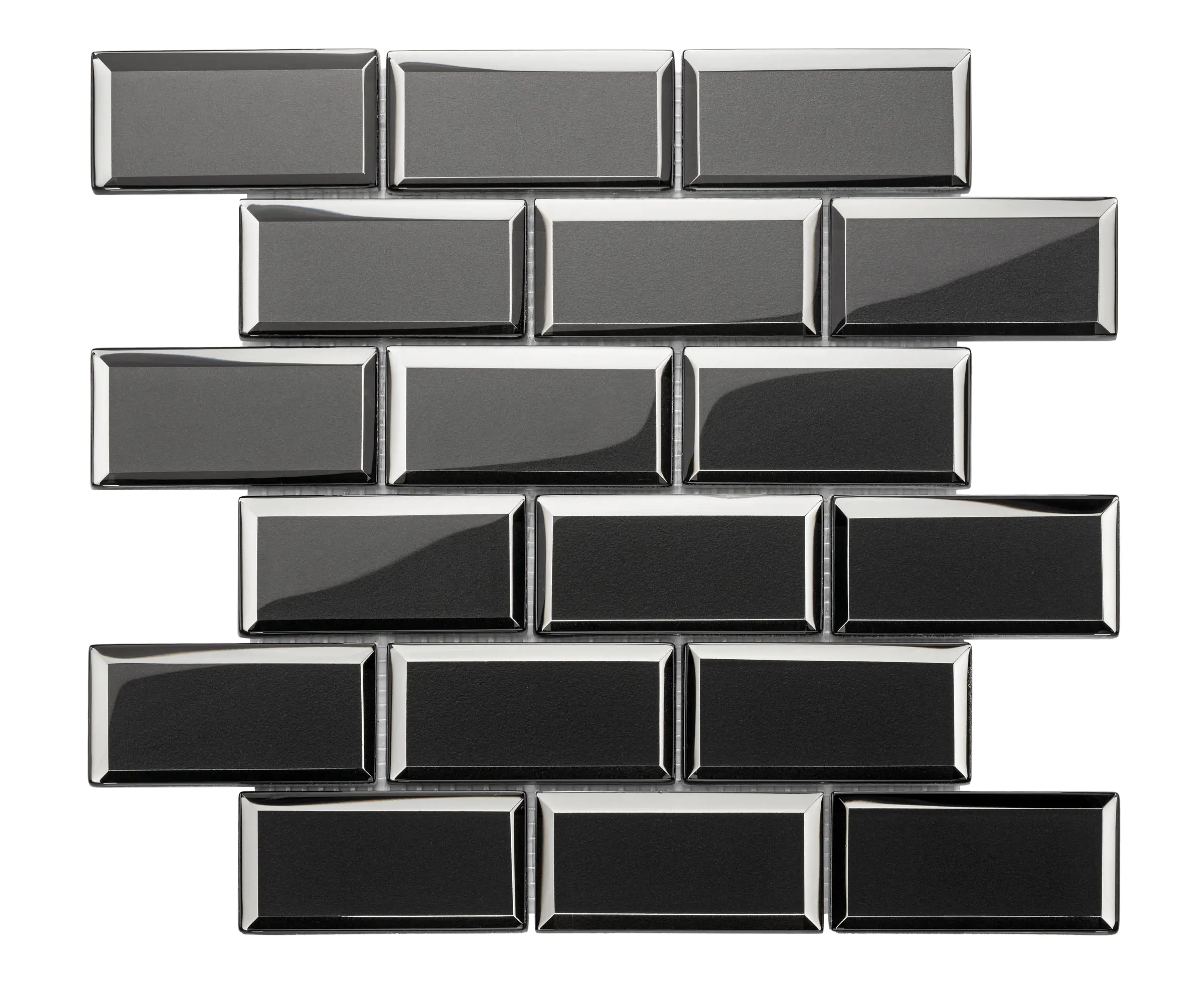 Mosaikfliese Glas Paris 30 x 30 cm schwarz Steingröße: ca. 9,8 x 4,8 cm