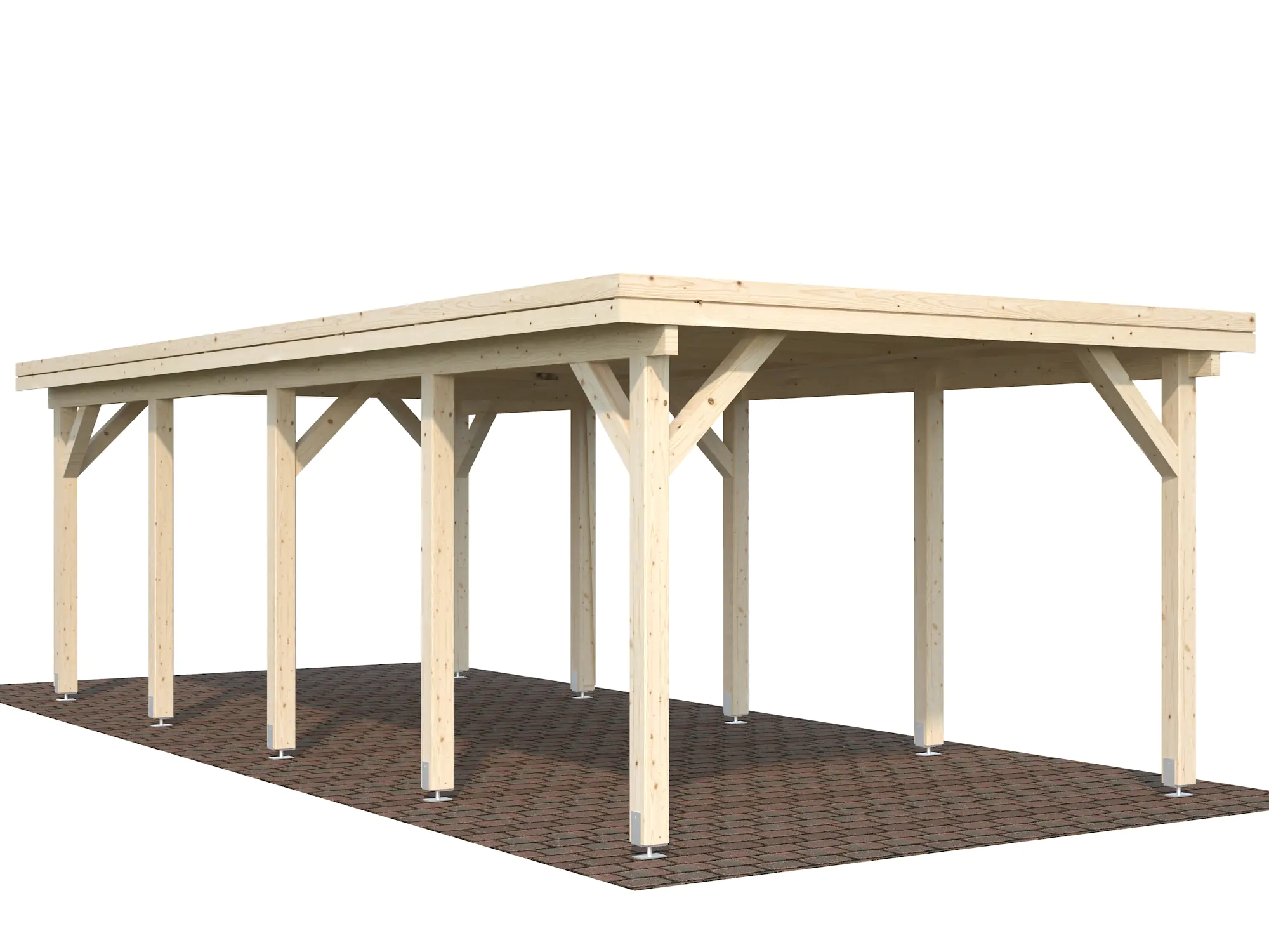 Palmako Carport Karl 315 x 732 cm naturbelassen
