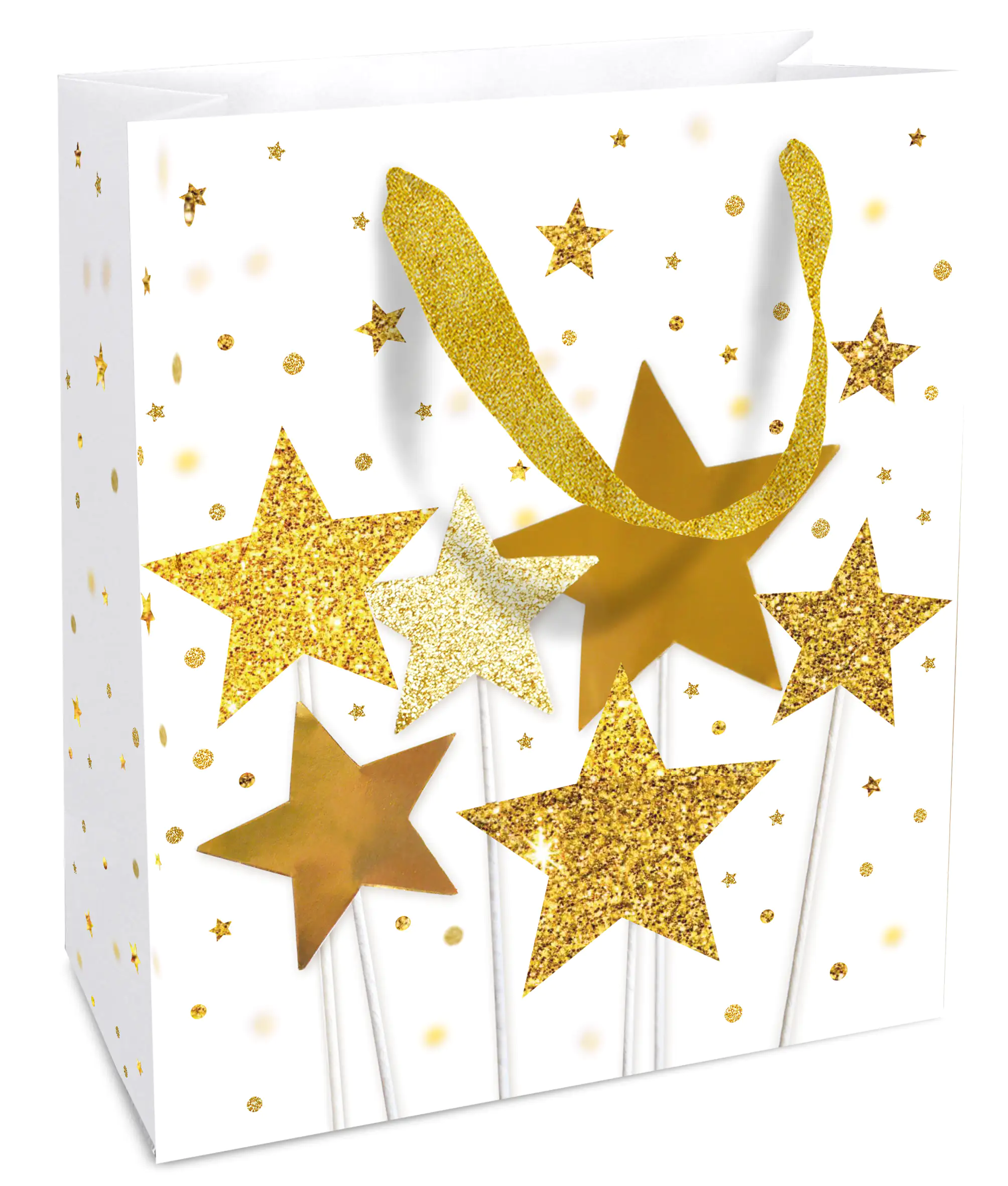 4014995287472 Braun & Company Geschenktragetasche Magic Stars gold 18 x 37 x 8 cm