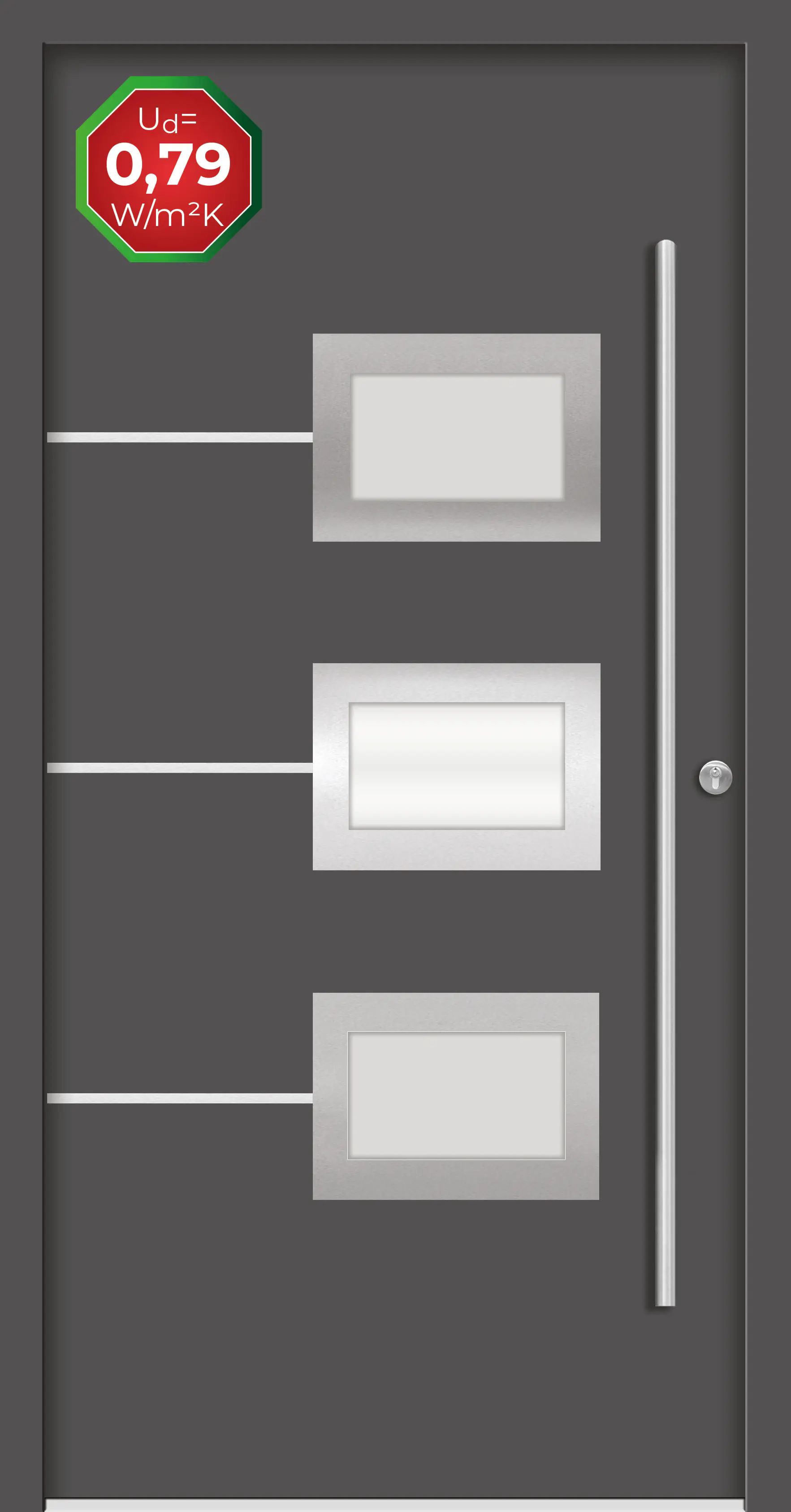Splendoor Haustür Passivedoor Premium B03 Anthrazit DIN Rechts 100 x 210 cm