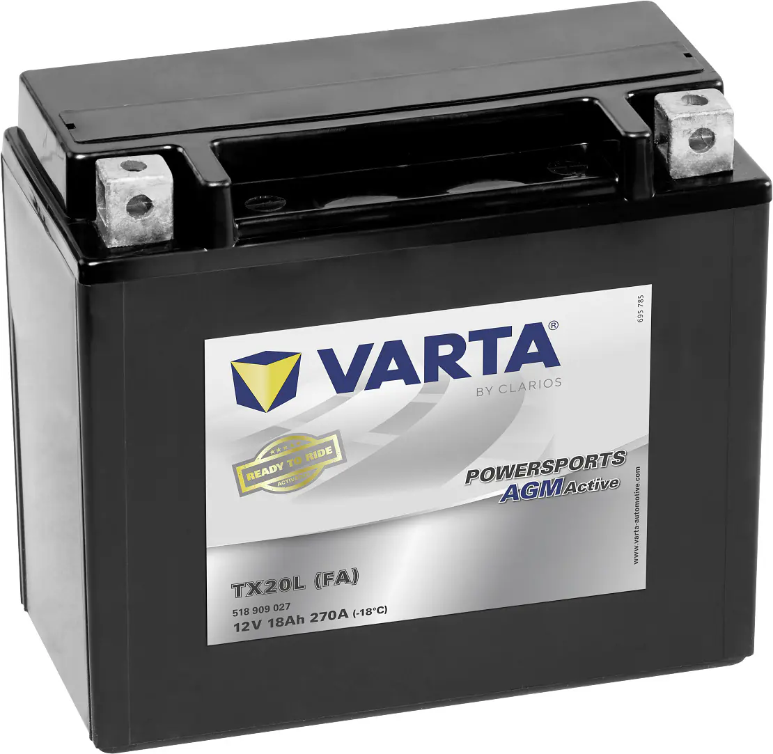 Varta AGM-Motorradbatterie TX20L FA 12V 18Ah 270A