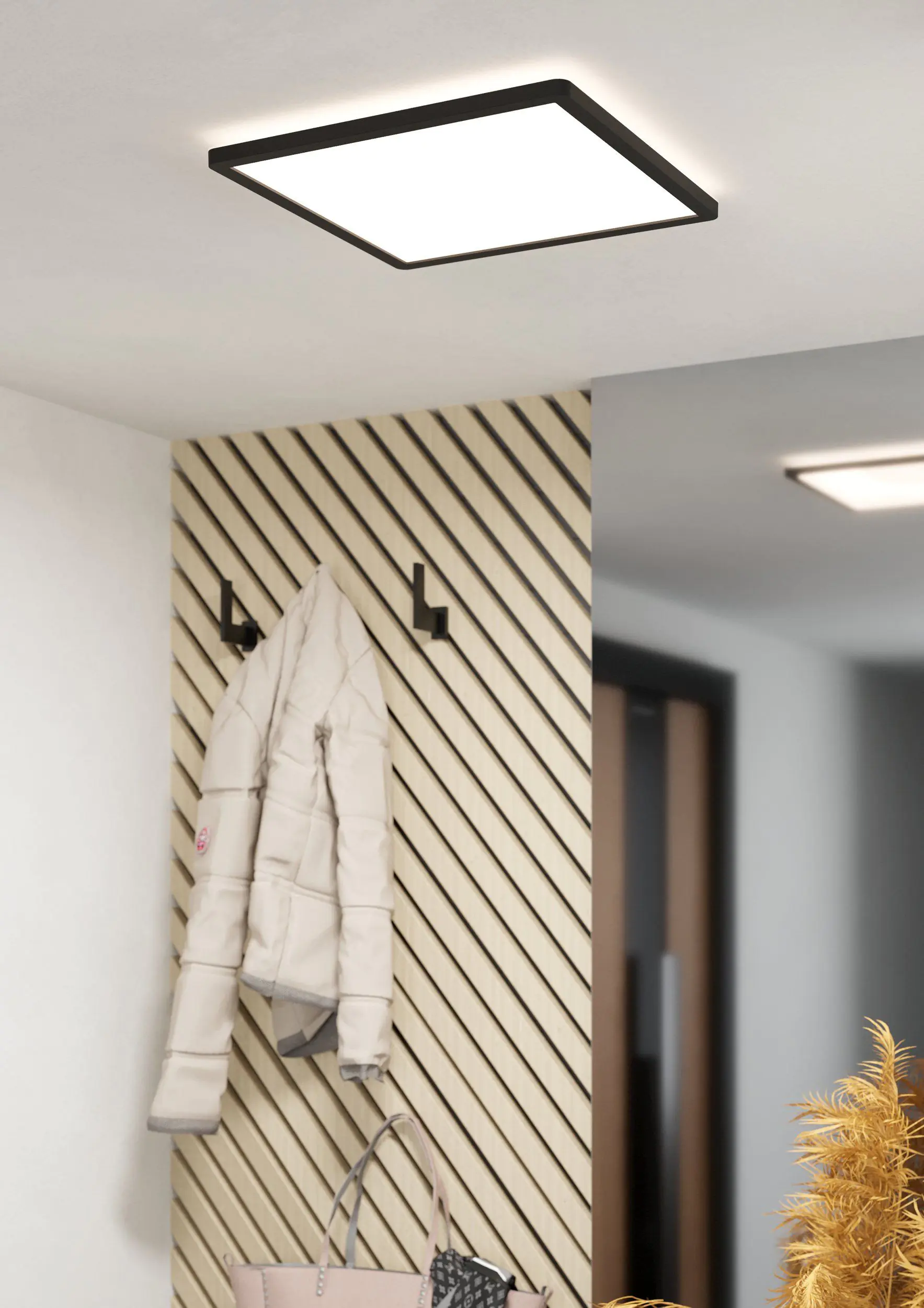 Eglo LED Deckenleuchte Minerario schwarz weiß 39 x 39 cm warmweiß IP54