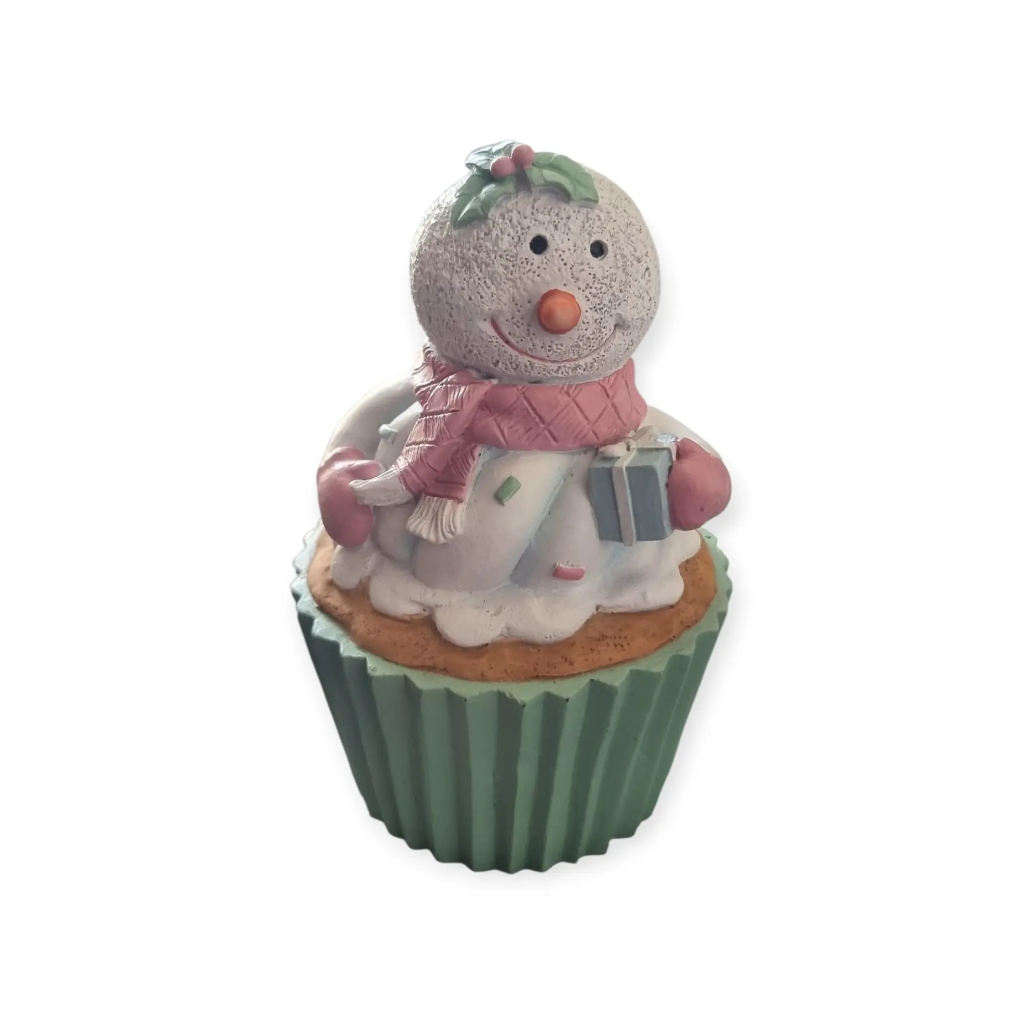 Dekofigur Cupcakes Schneemann 14,5 x 9 x 9 cm bunt