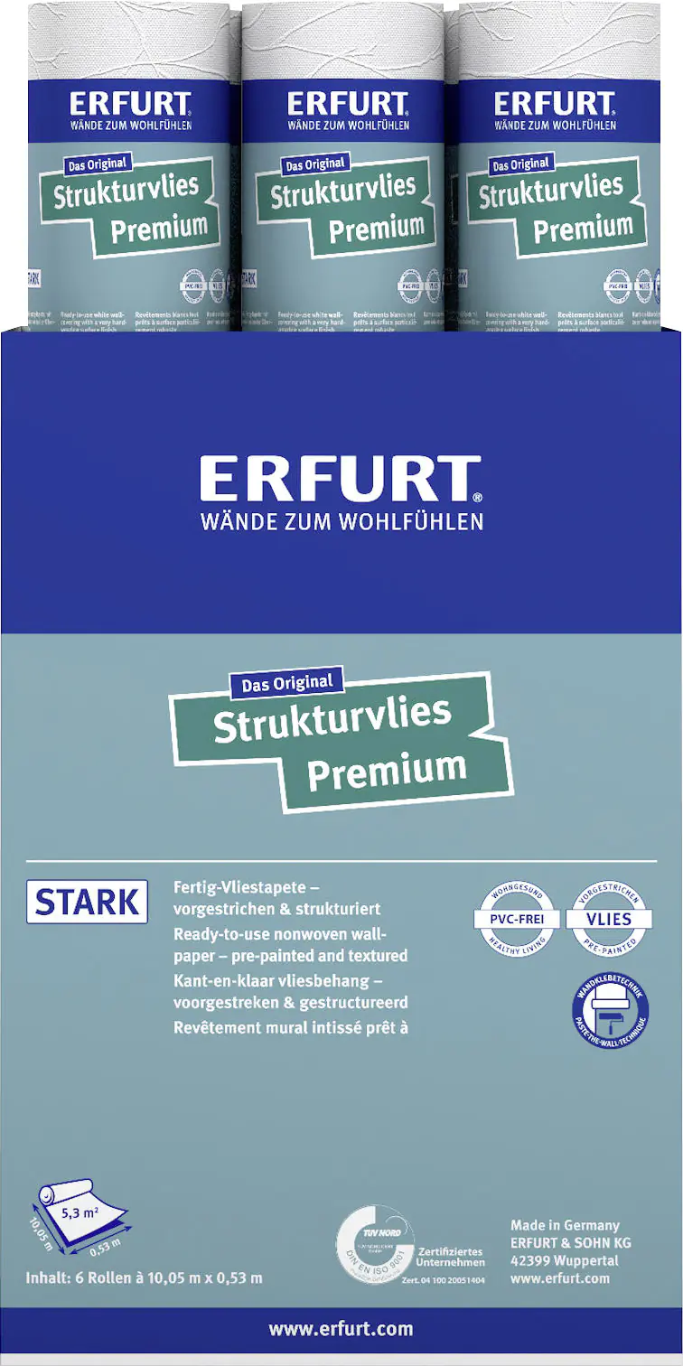 Erfurt Vliestapete Premium 505 weiß 10,05 x 0,53 m Erfurt Vliestapete Premium 505 weiß 10,05 x 0,53 m