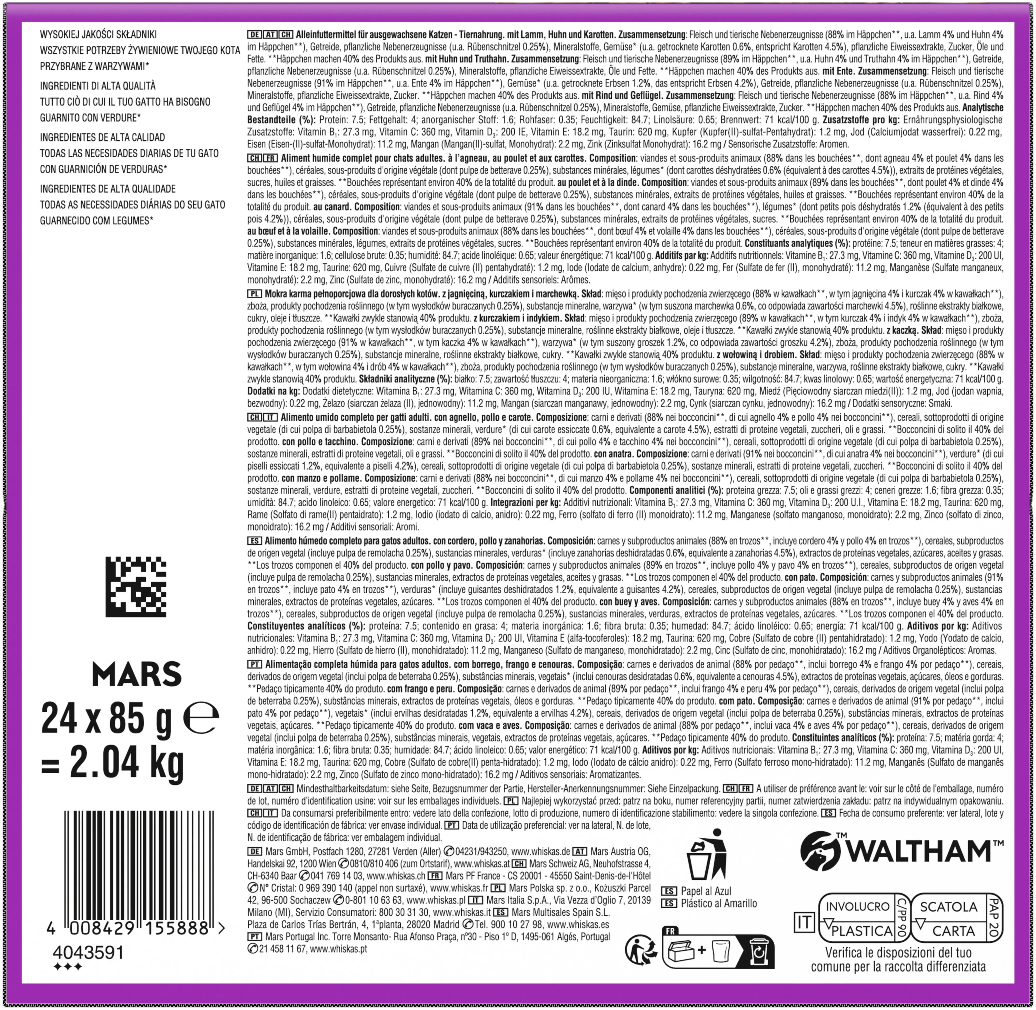 Whiskas Katzennassfutter Adult 24 x 85 g Tasty mix Country Collection