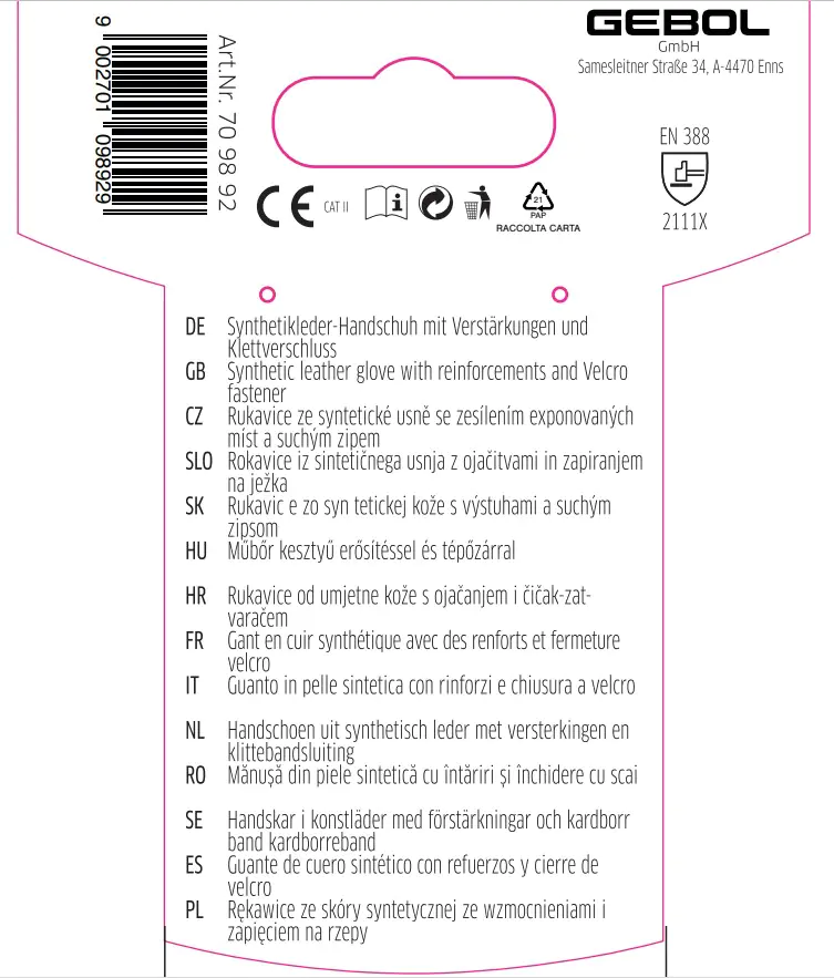 Gebol Handschuh Master Impact  
