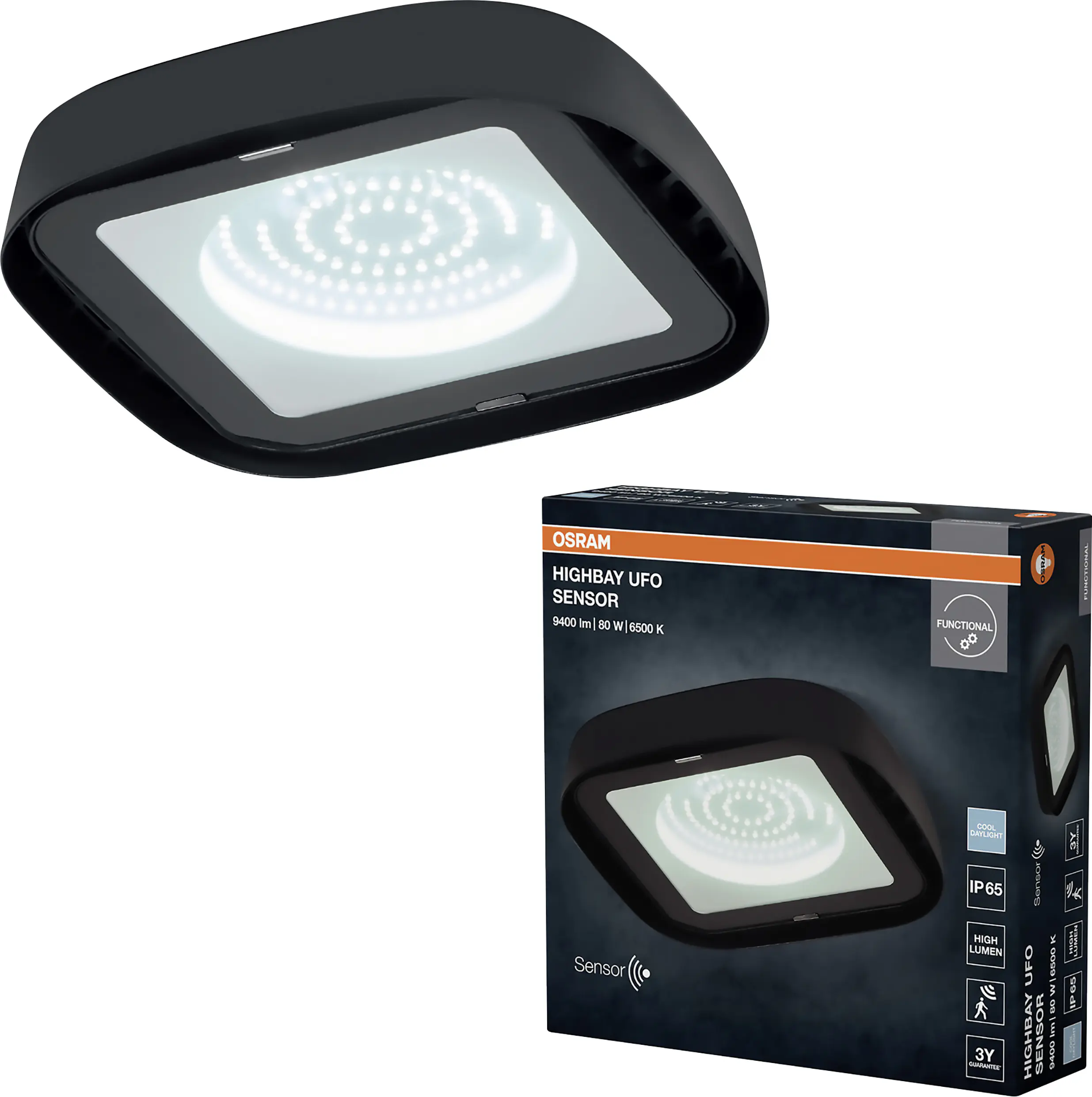 Osram LED-Deckenleuchte Highbay UFO Sensor IP65 80 W kaltweiß