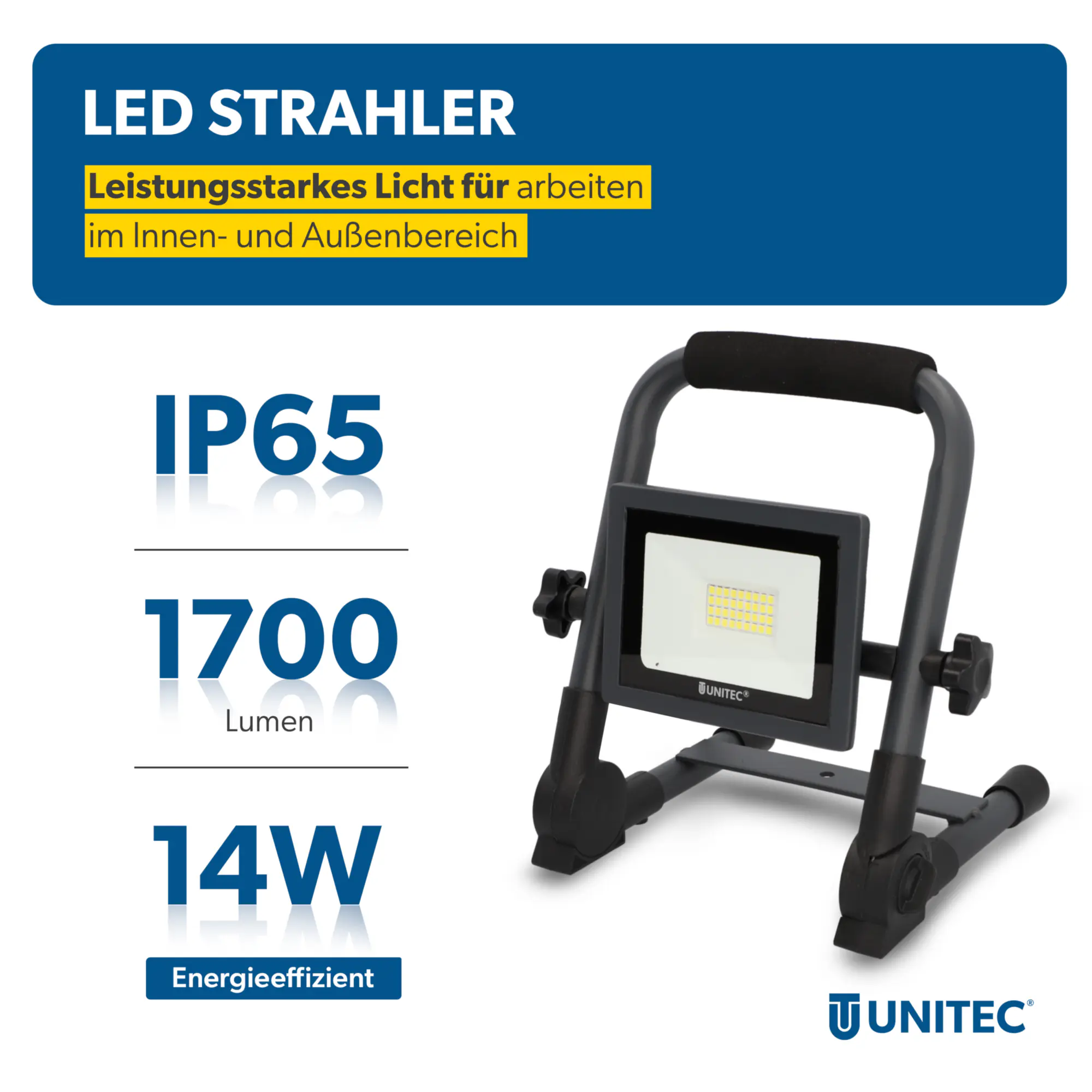 UniTec LED Baustrahler anthrazit tragbar 14 W 1700 lm