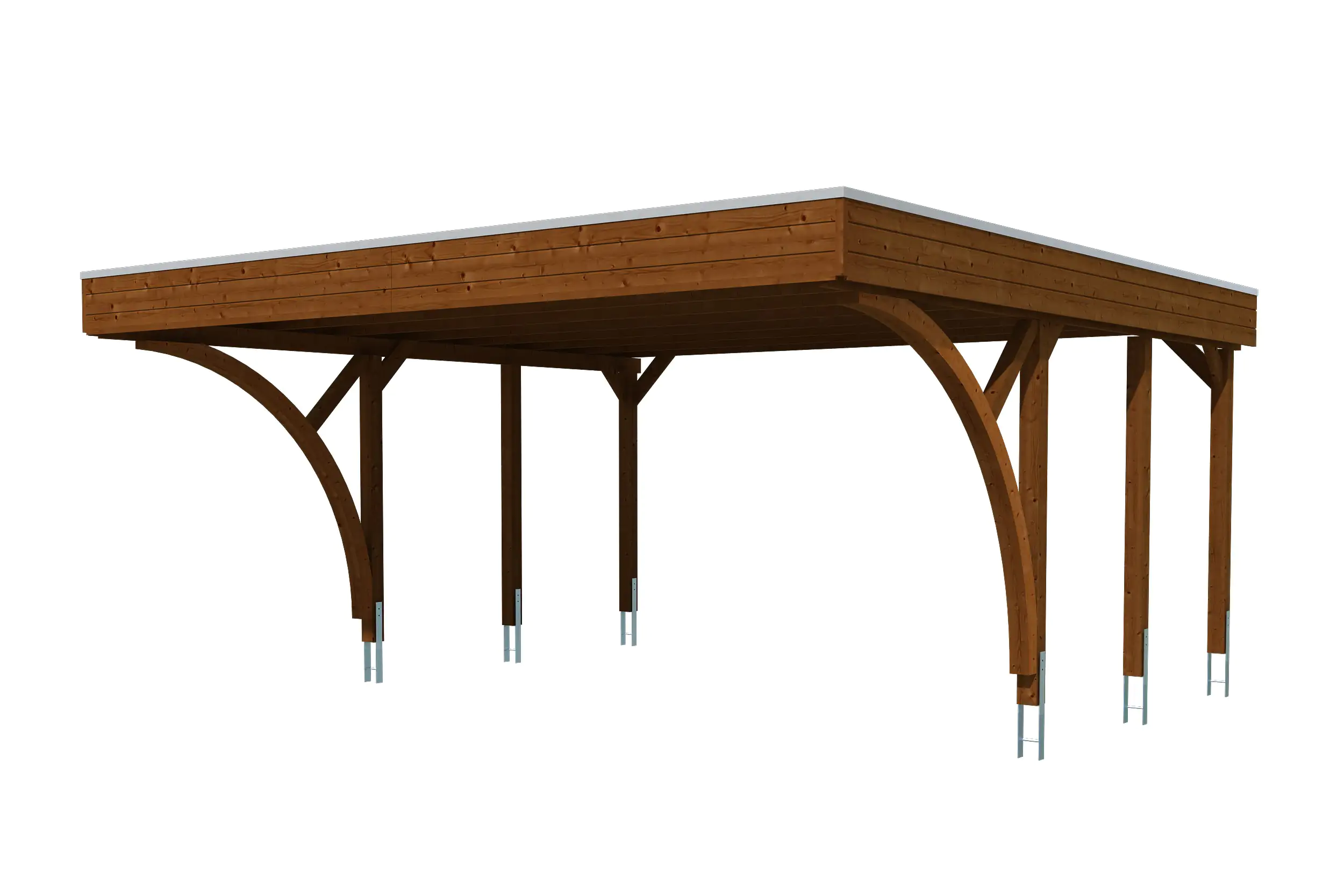 SKAN HOLZ Friesland Carport Set 8 557 x 555 cm, lasiert in Nussbaum