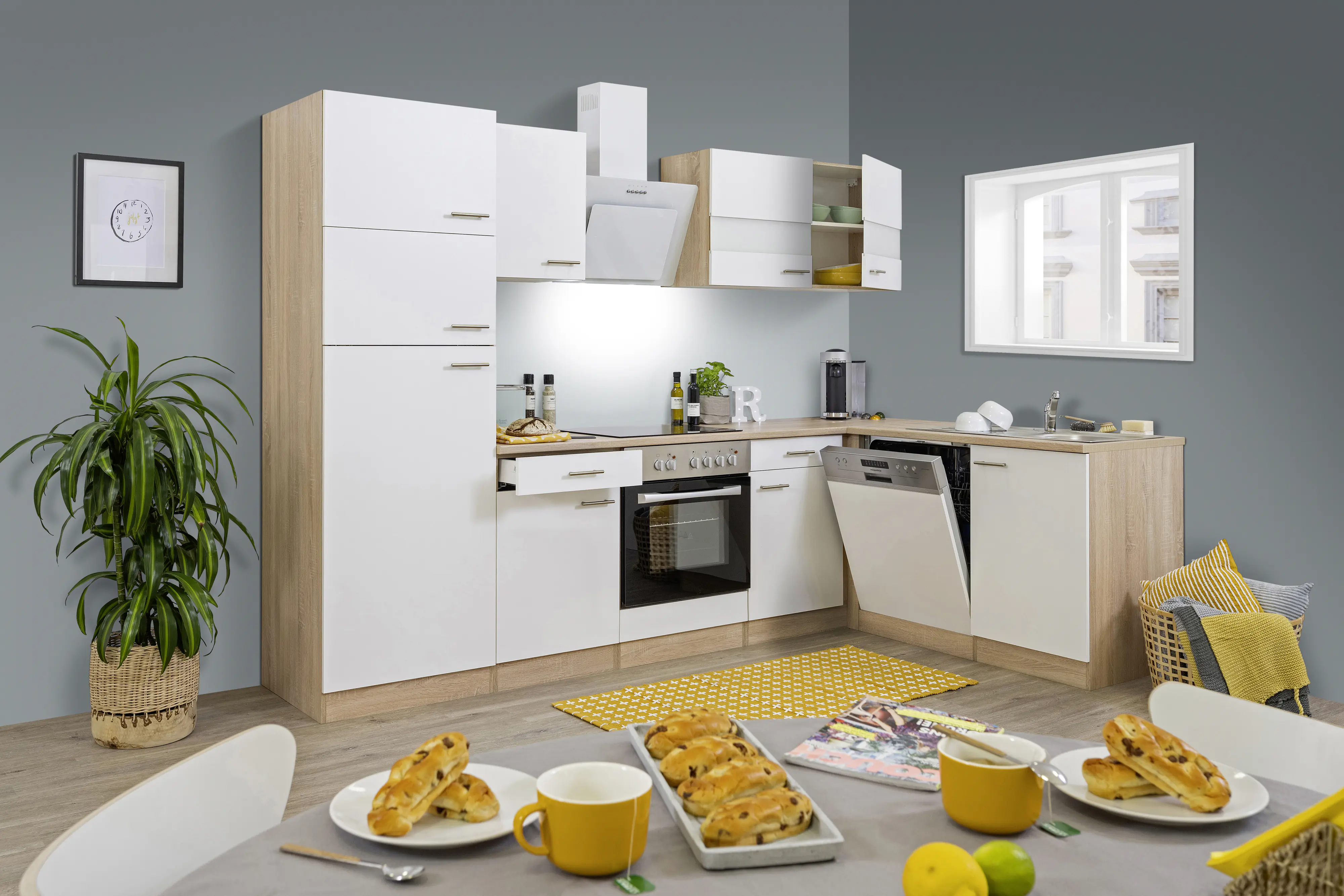 Respekta Economy L-Küchenzeile 280 x 172 cm weiß KBL280ESWSC
