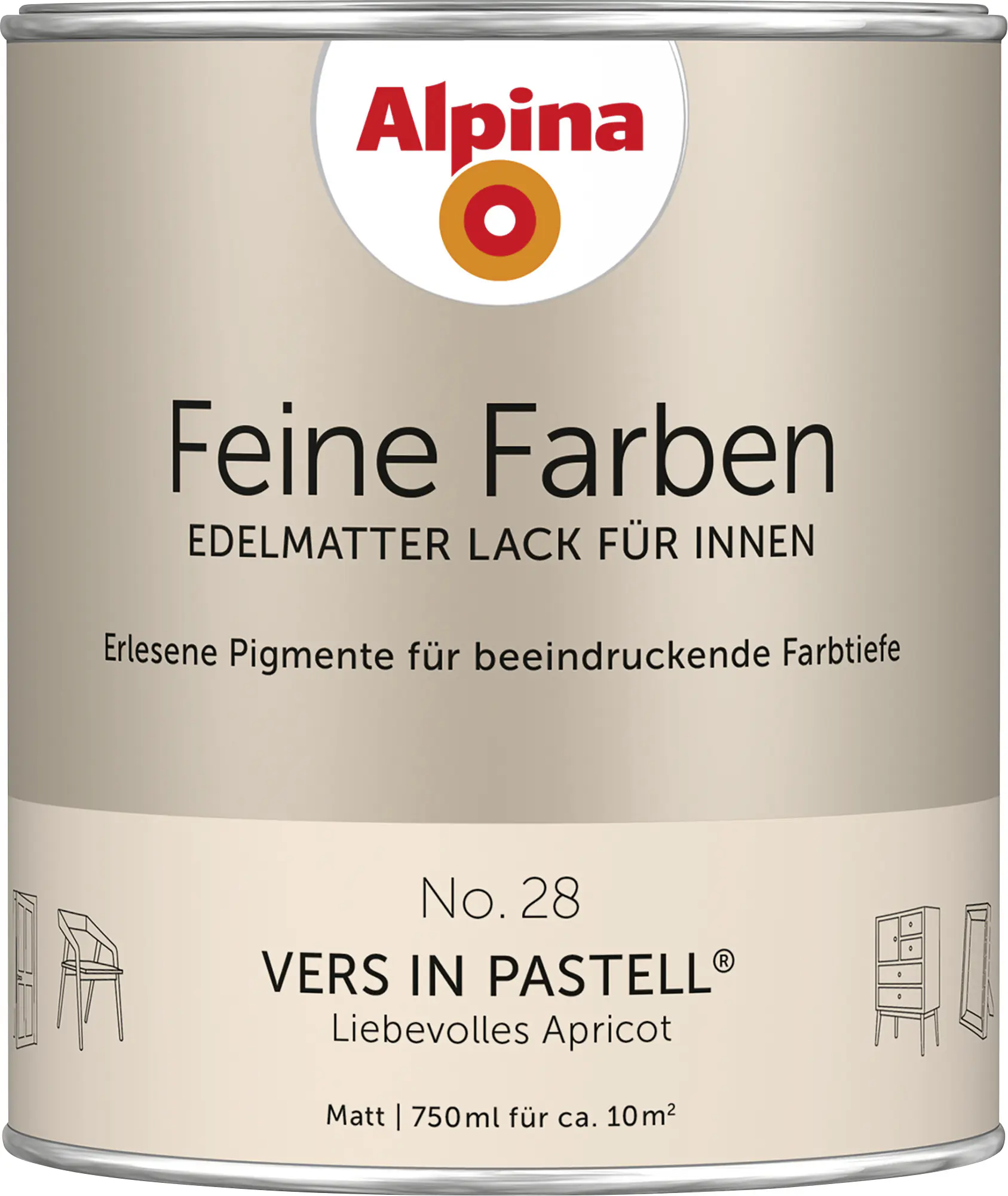 Alpina Feine Farben Lack No. 28 Vers in Pastell - apricot 750 ml